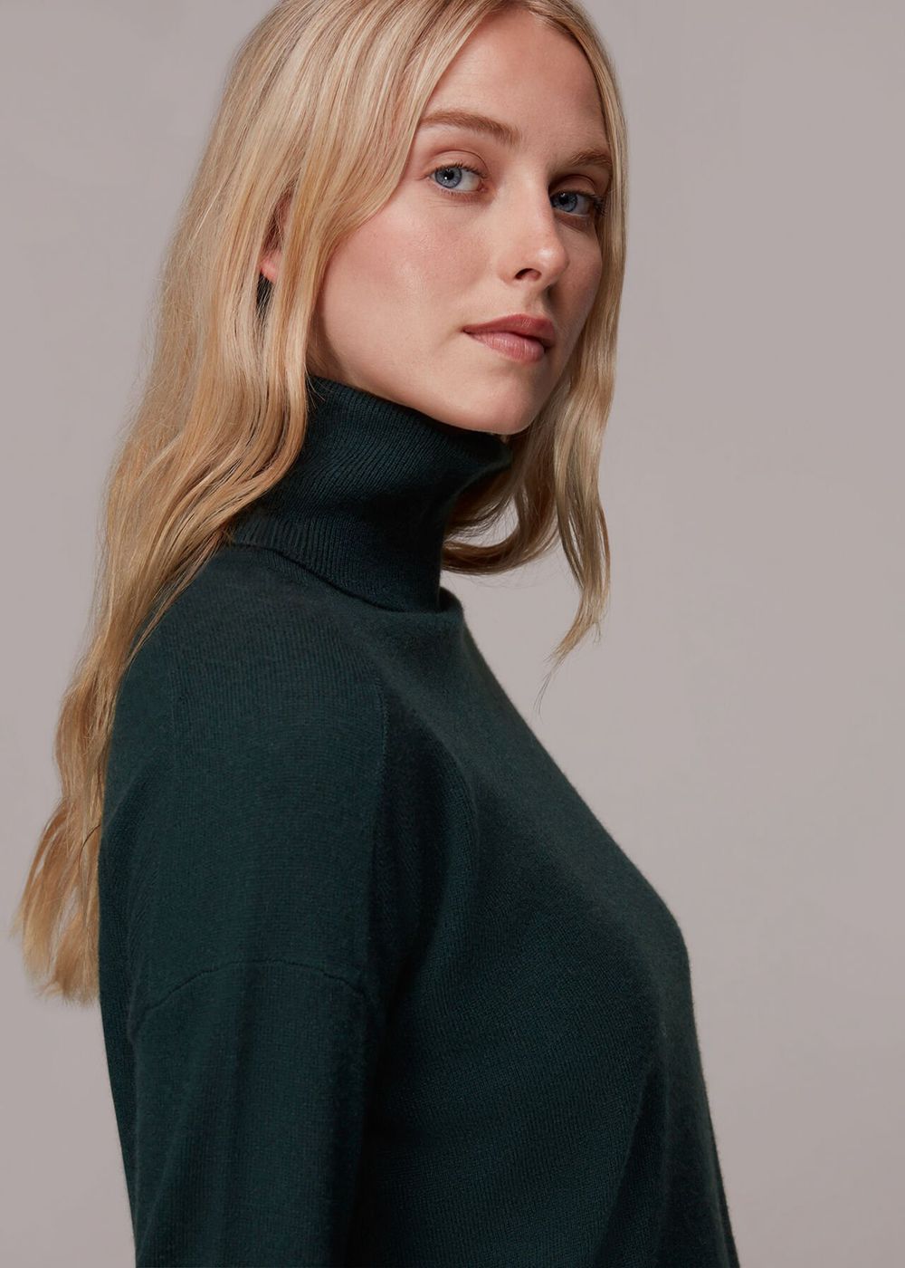 Whistles Cashmere Roll Neck Jumpers Dark Green | US-14503XBIK