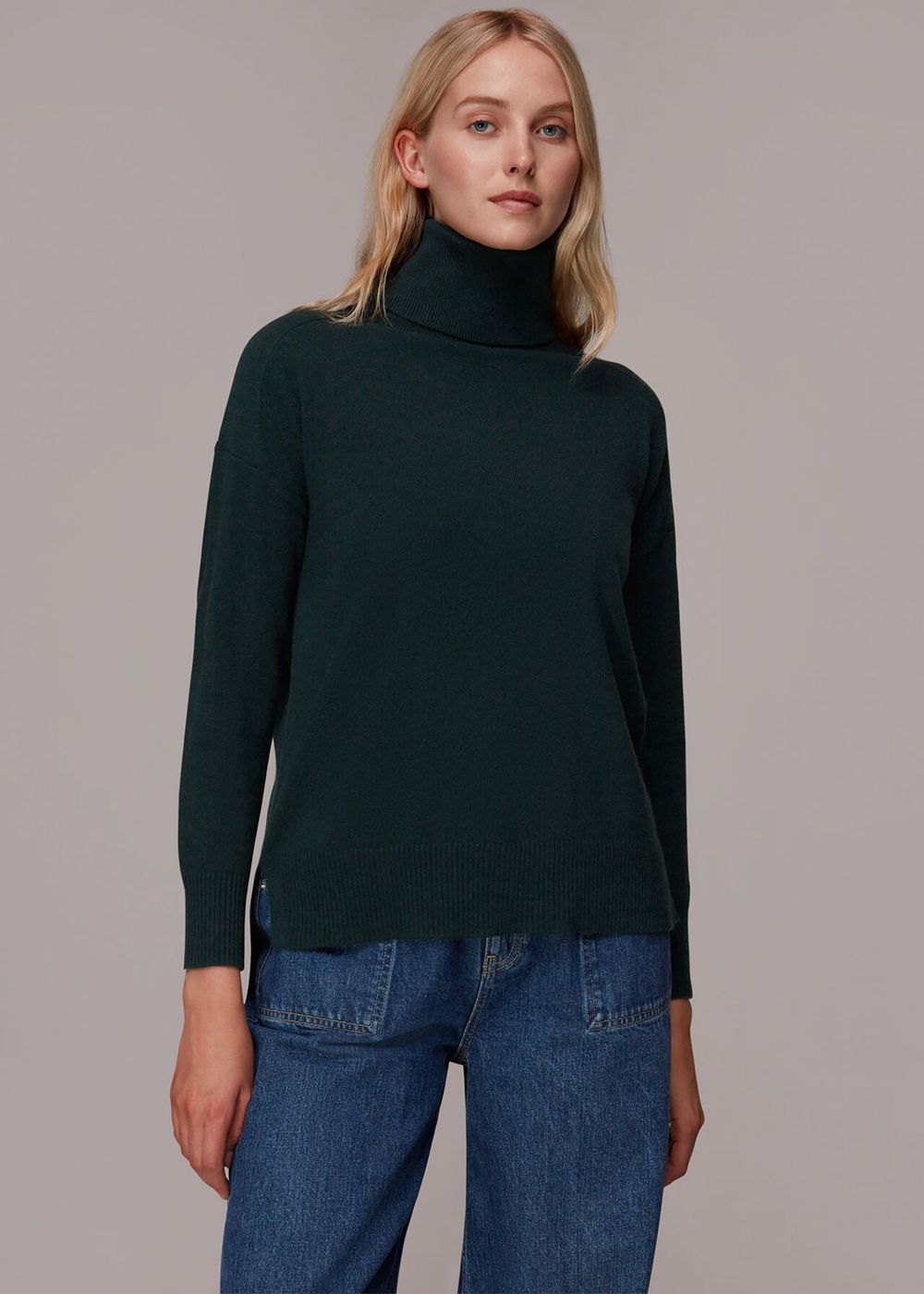 Whistles Cashmere Roll Neck Jumpers Dark Green | US-14503XBIK