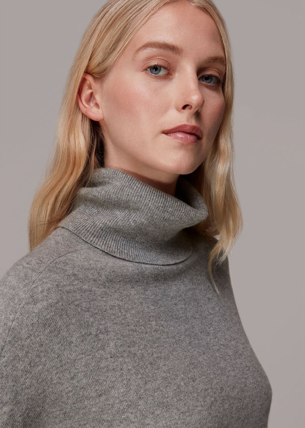 Whistles Cashmere Roll Neck Jumpers Grey | US-43658POMY