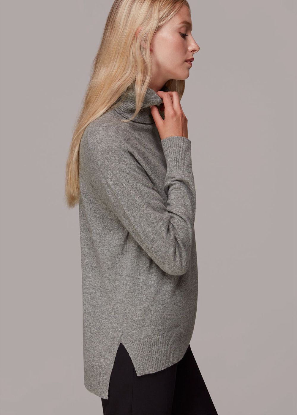 Whistles Cashmere Roll Neck Jumpers Grey | US-43658POMY