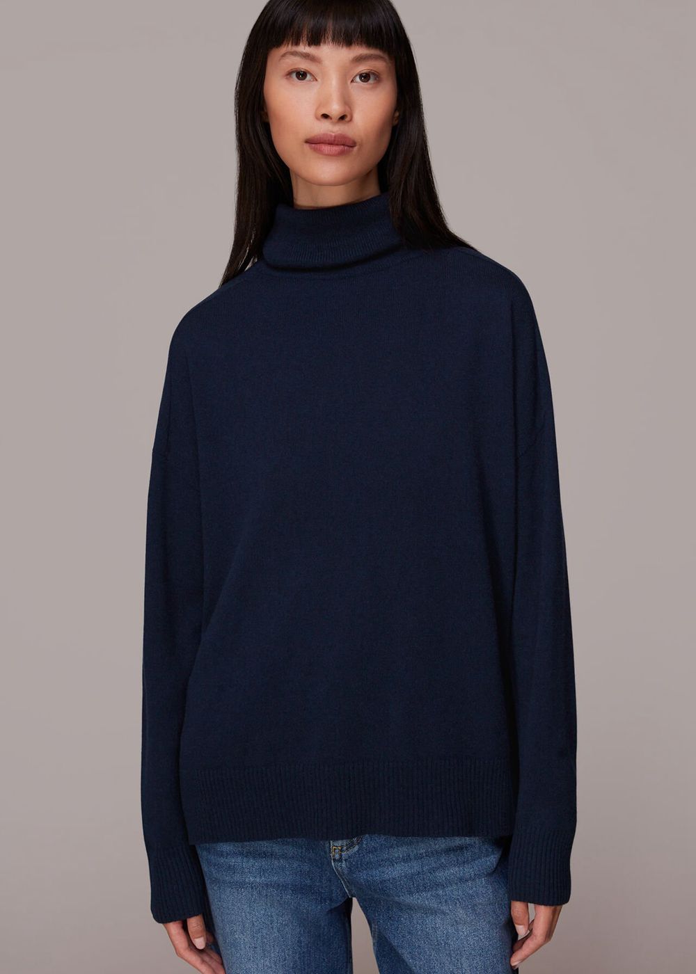 Whistles Cashmere Roll Neck Jumpers Navy | US-89412KJCL