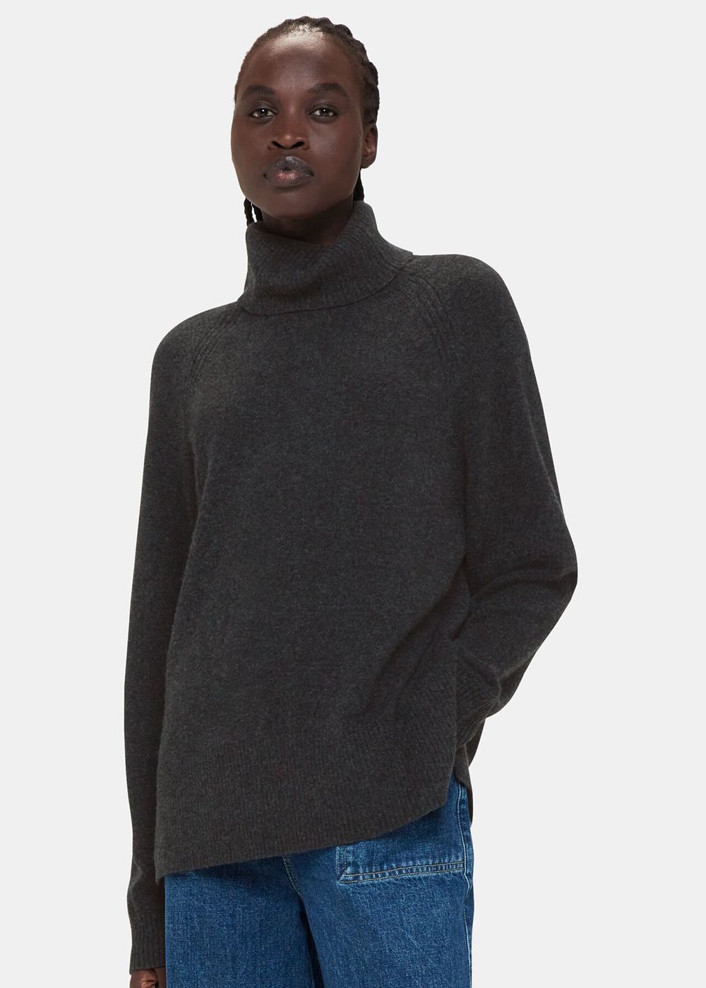 Whistles Cashmere Roll Neck Knitwear Dark Grey | US-12679RSVL