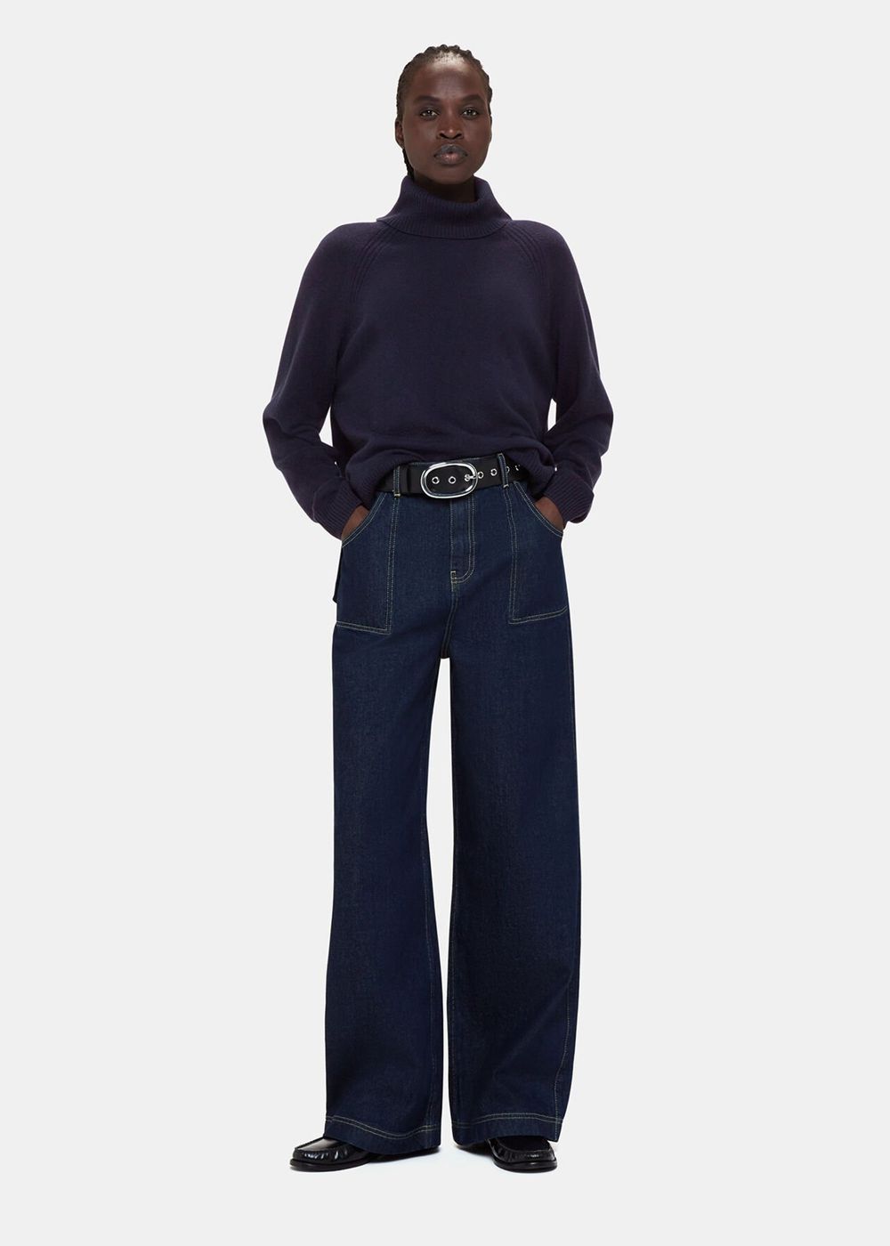 Whistles Cashmere Roll Neck Knitwear Navy | US-73059CMNQ