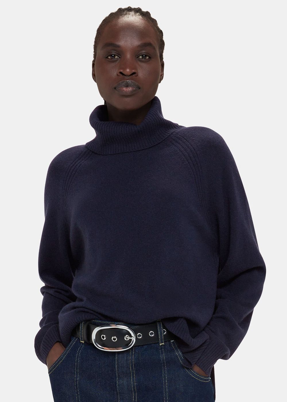 Whistles Cashmere Roll Neck Knitwear Navy | US-73059CMNQ