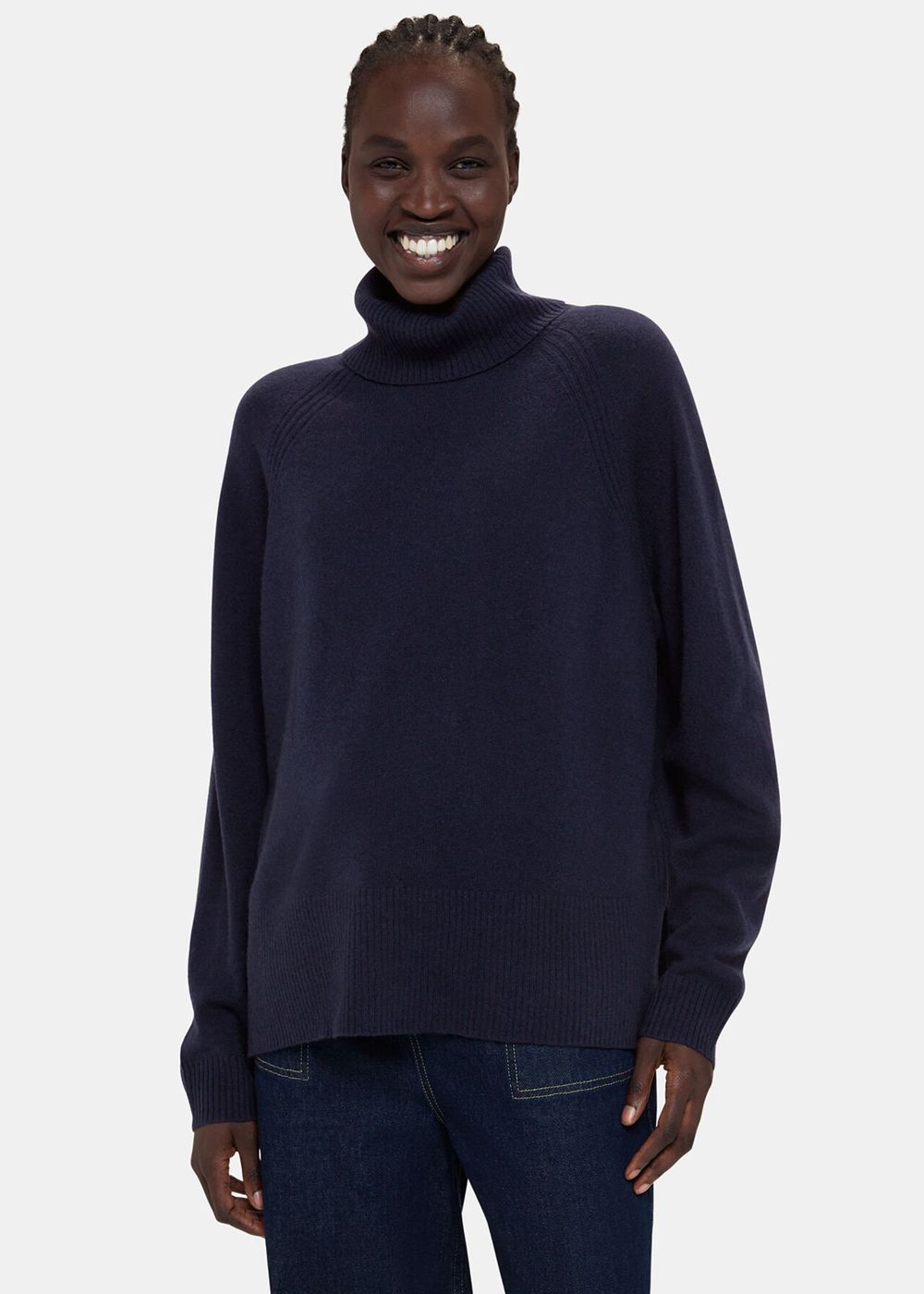 Whistles Cashmere Roll Neck Knitwear Navy | US-73059CMNQ