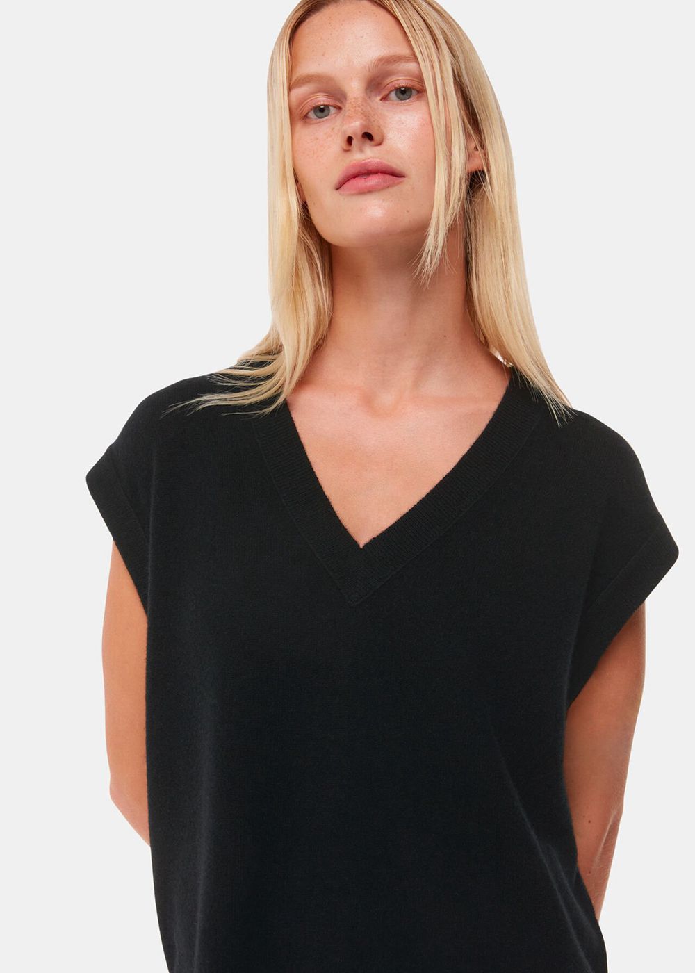 Whistles Cashmere V Neck Knitwear Black | US-73845UJQI