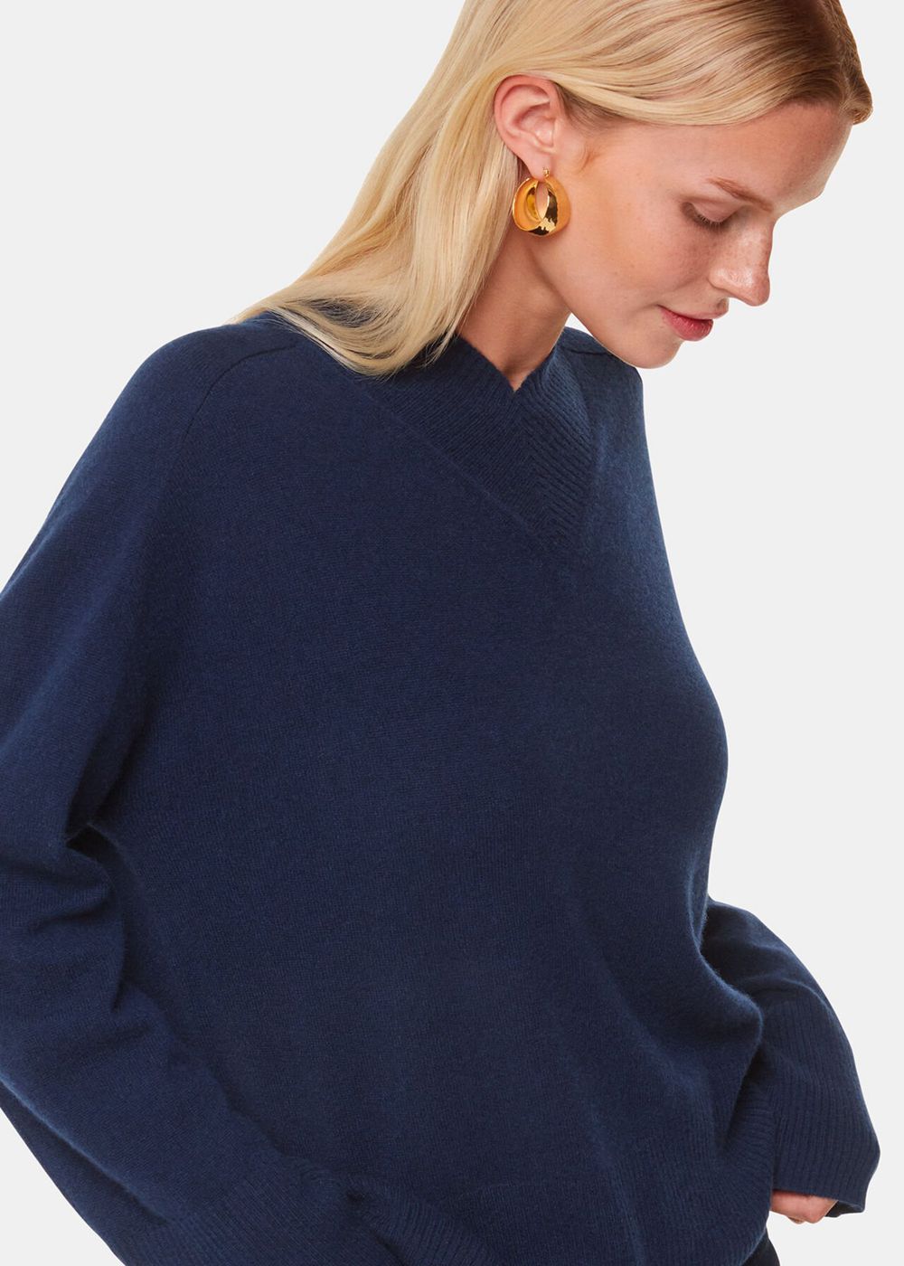 Whistles Cashmere V Neck Knitwear Navy | US-94035HFLB