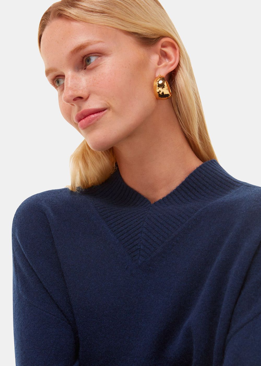 Whistles Cashmere V Neck Knitwear Navy | US-94035HFLB