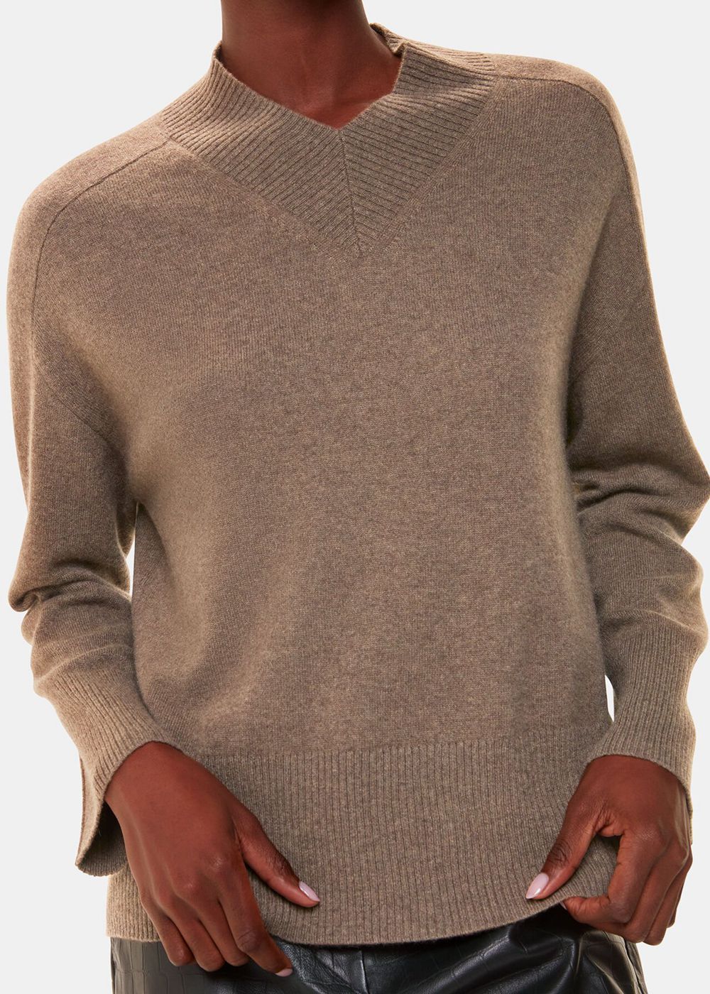 Whistles Cashmere V Neck Knitwear Neutral | US-67518LANX