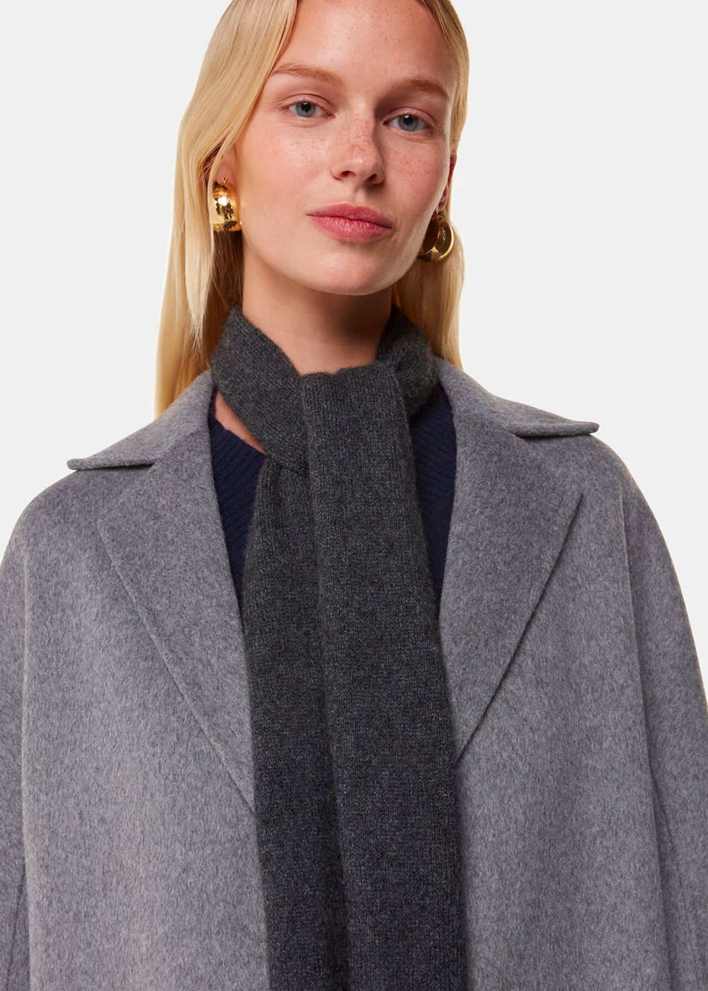 Whistles Cashmere Wool Blend Scarf Dark Grey | US-51982HPVU