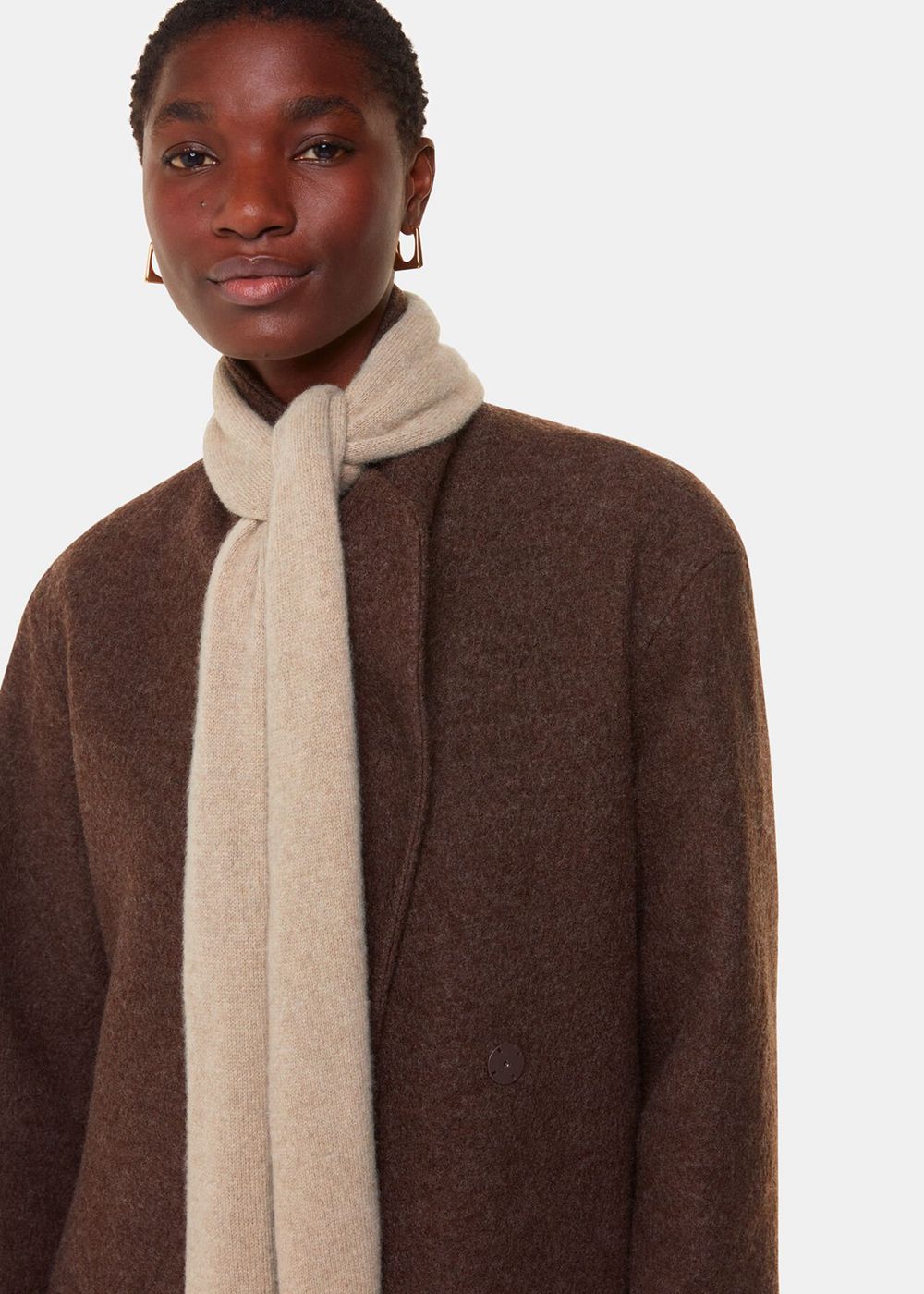 Whistles Cashmere Wool Blend Scarf Grey Brown | US-38704TRXS