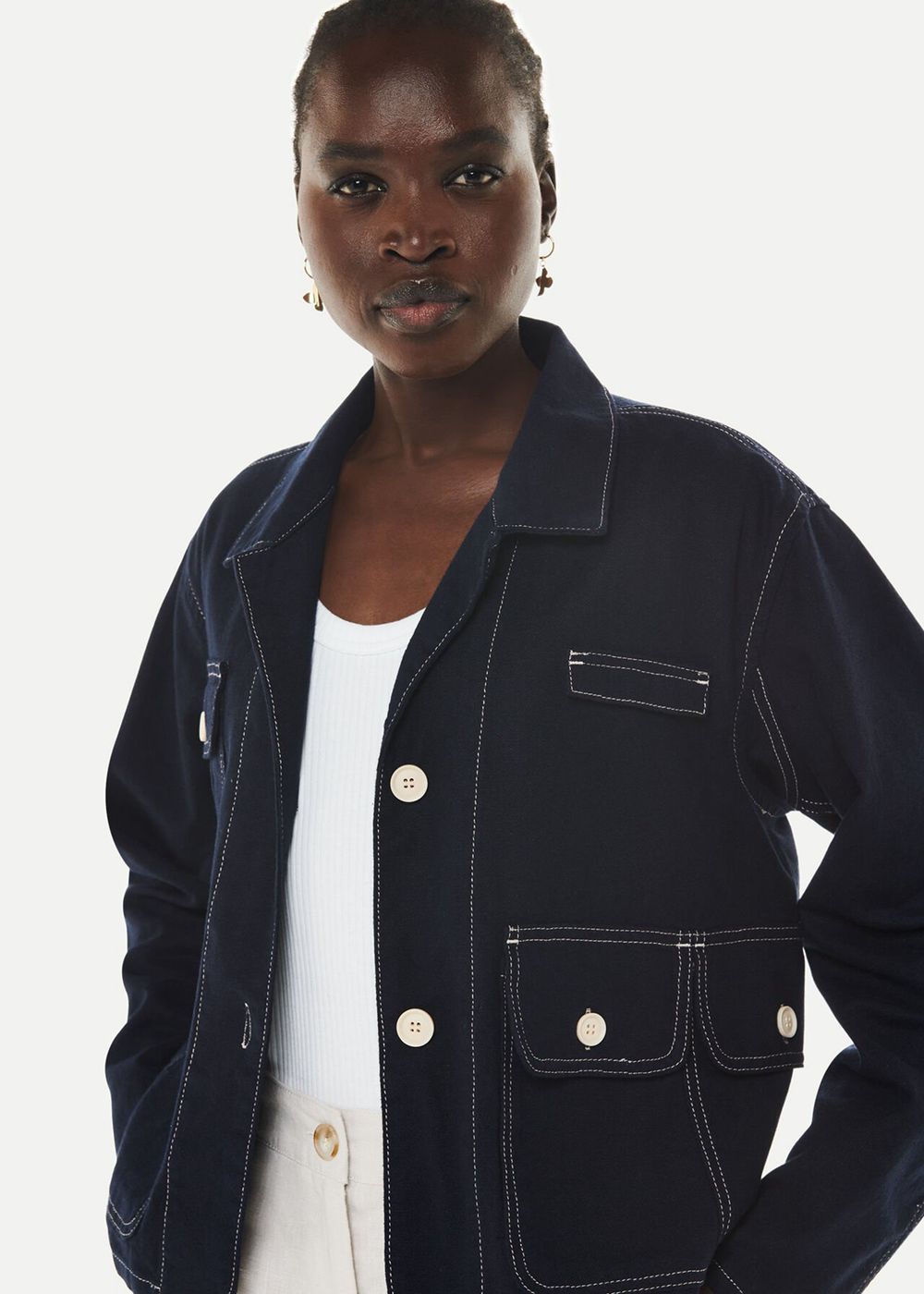 Whistles Cassie Cargo Pocket Jacket Navy | US-16083TGWJ