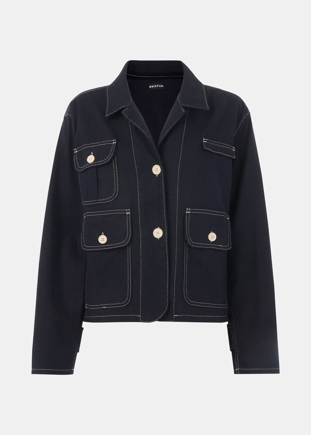 Whistles Cassie Cargo Pocket Jacket Navy | US-16083TGWJ