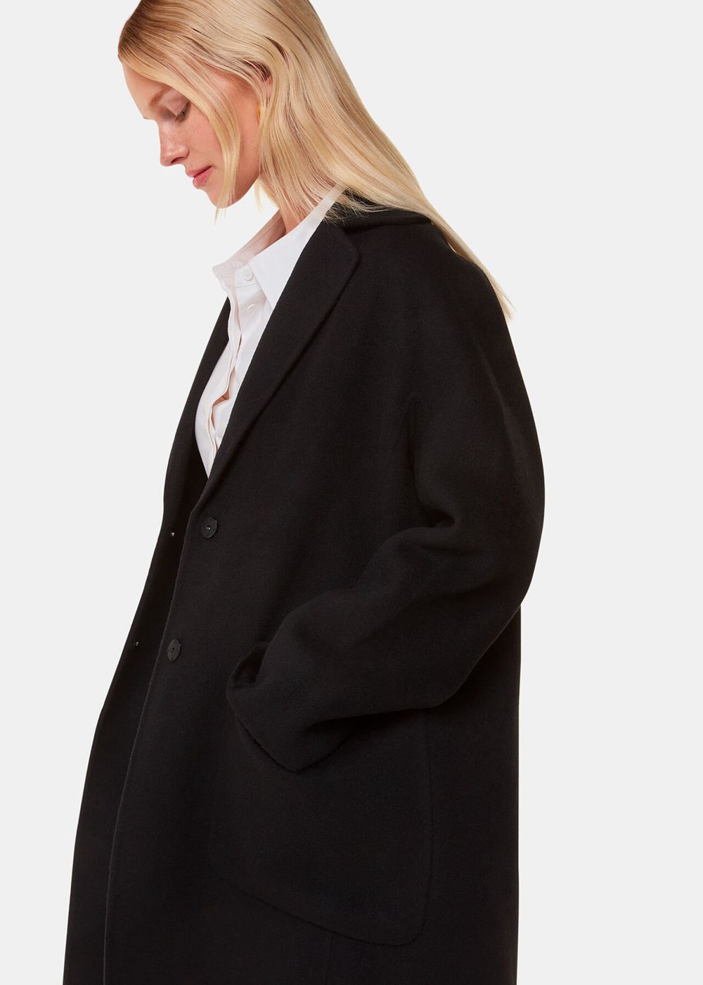 Whistles Cassie Double Face Pocket Coat Black | US-18295DAEF