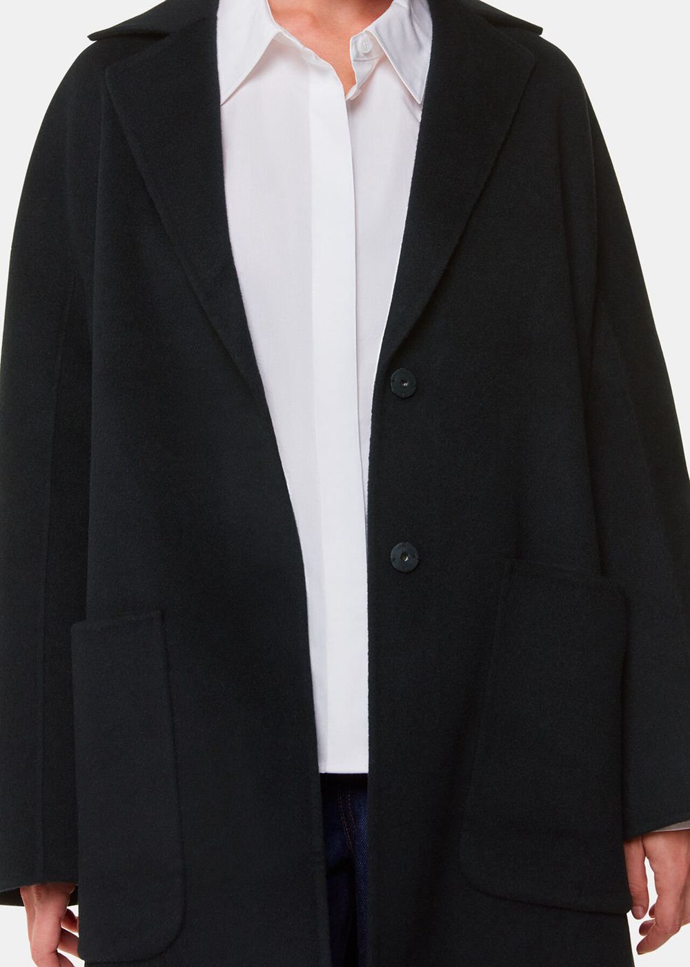 Whistles Cassie Double Face Pocket Coat Black | US-18295DAEF