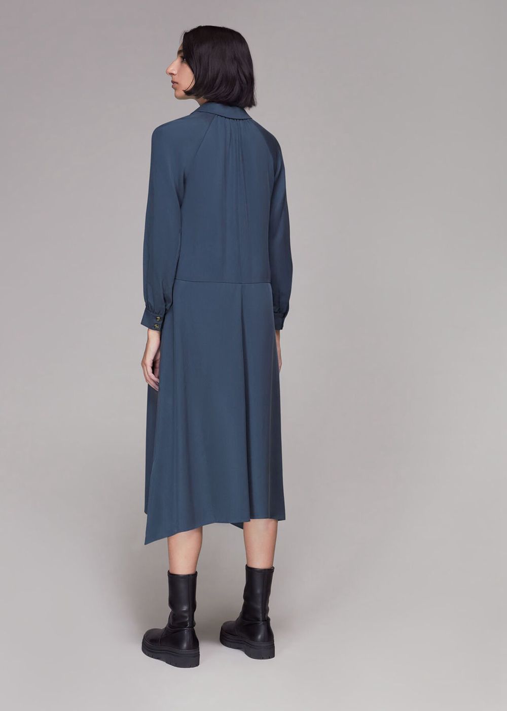 Whistles Catherine Shirt Dress Blue | US-85092RBAQ