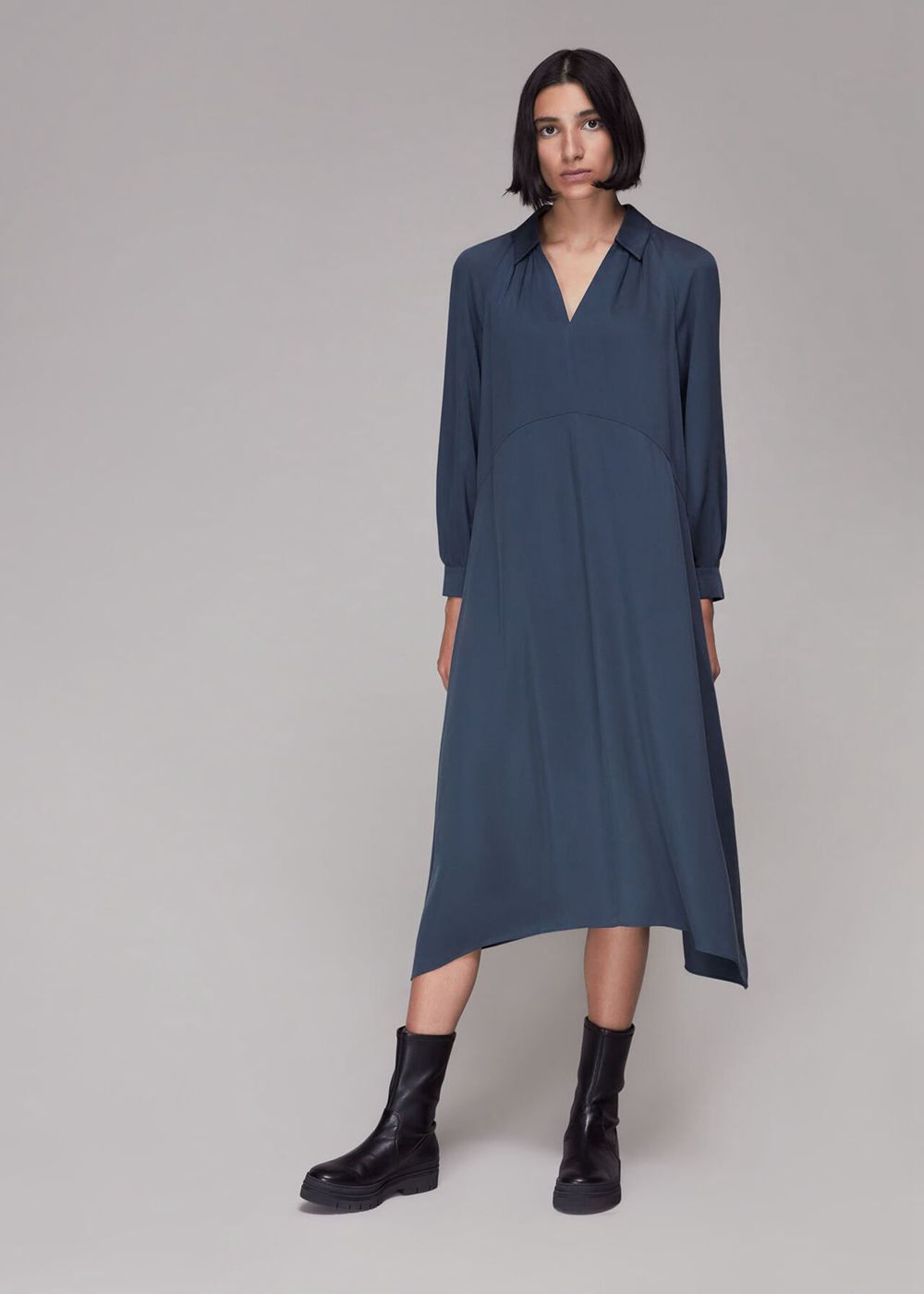 Whistles Catherine Shirt Dress Blue | US-85092RBAQ