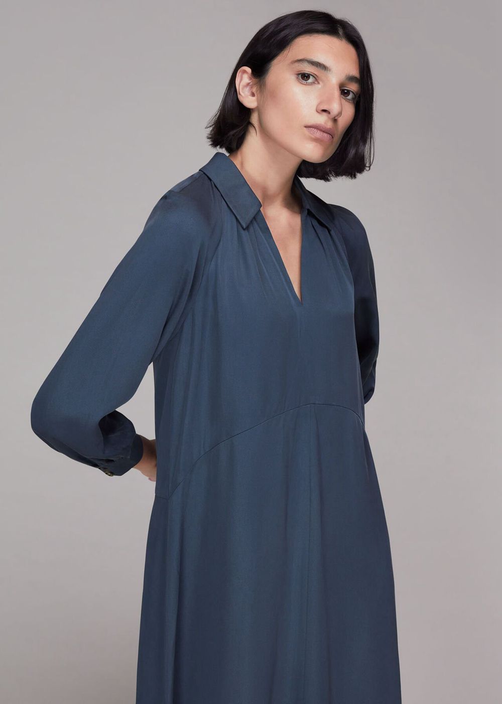 Whistles Catherine Shirt Dress Blue | US-85092RBAQ