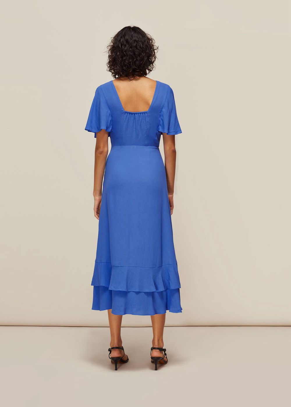 Whistles Cathy Frill Hem Dress Blue | US-86153JOUY