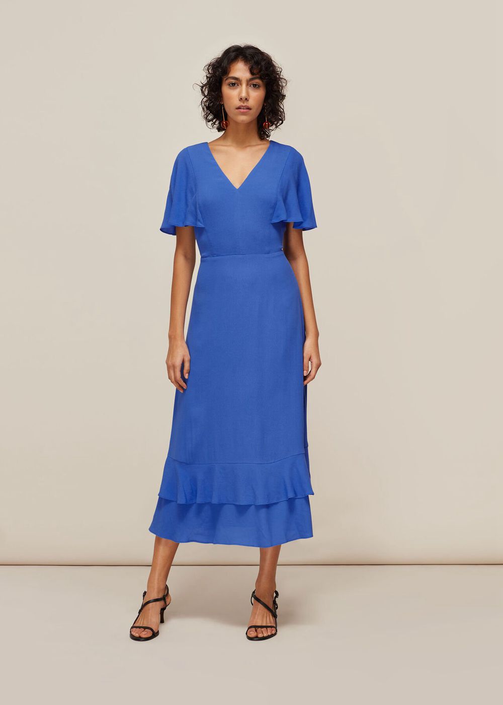 Whistles Cathy Frill Hem Dress Blue | US-86153JOUY