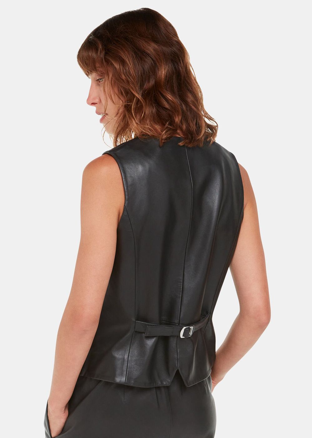 Whistles Catrin Leather Vest Black | US-96502ECLI