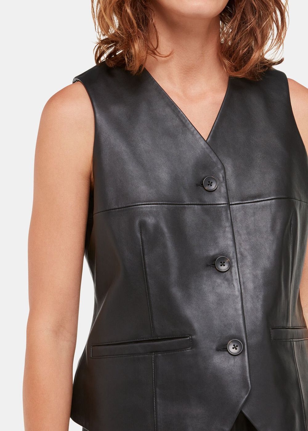 Whistles Catrin Leather Vest Black | US-96502ECLI