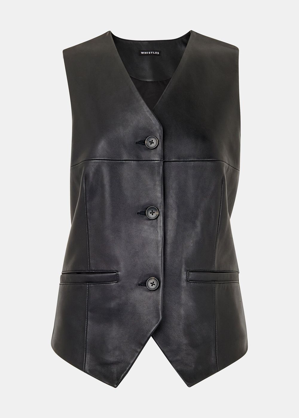 Whistles Catrin Leather Vest Black | US-96502ECLI