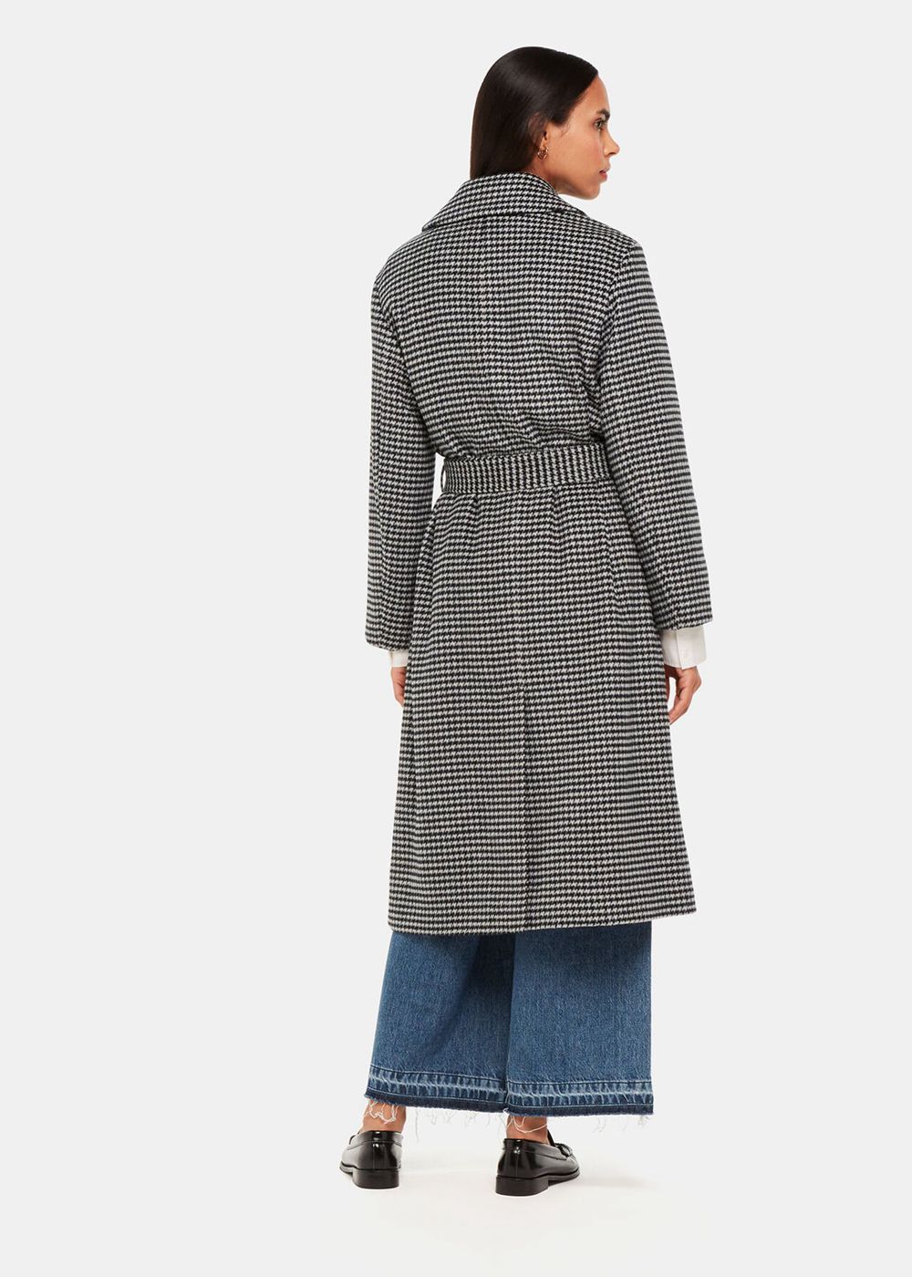 Whistles Celia Houndstooth Wrap Coat Black / Multicolor | US-41975ASLK