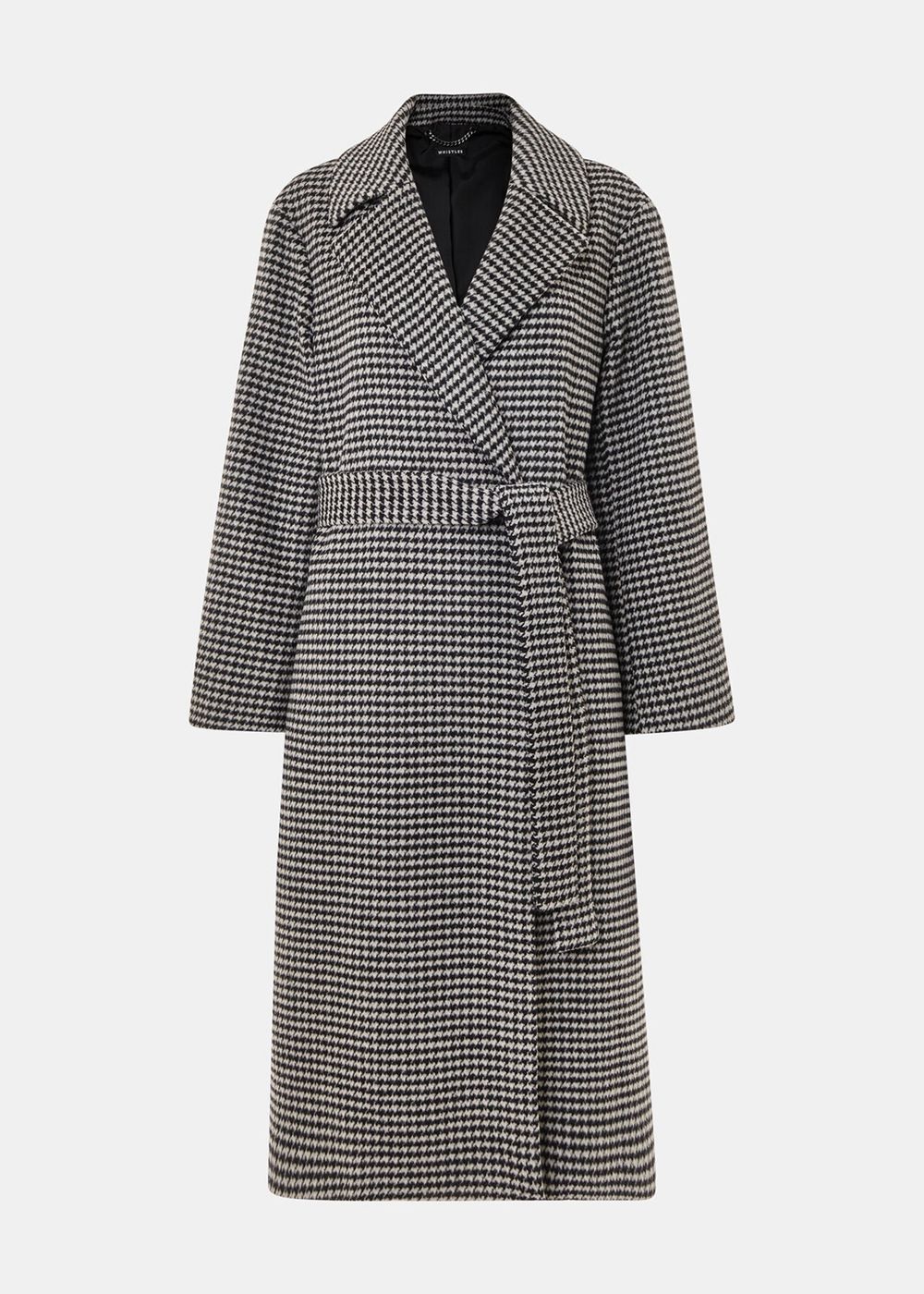 Whistles Celia Houndstooth Wrap Coat Black / Multicolor | US-41975ASLK