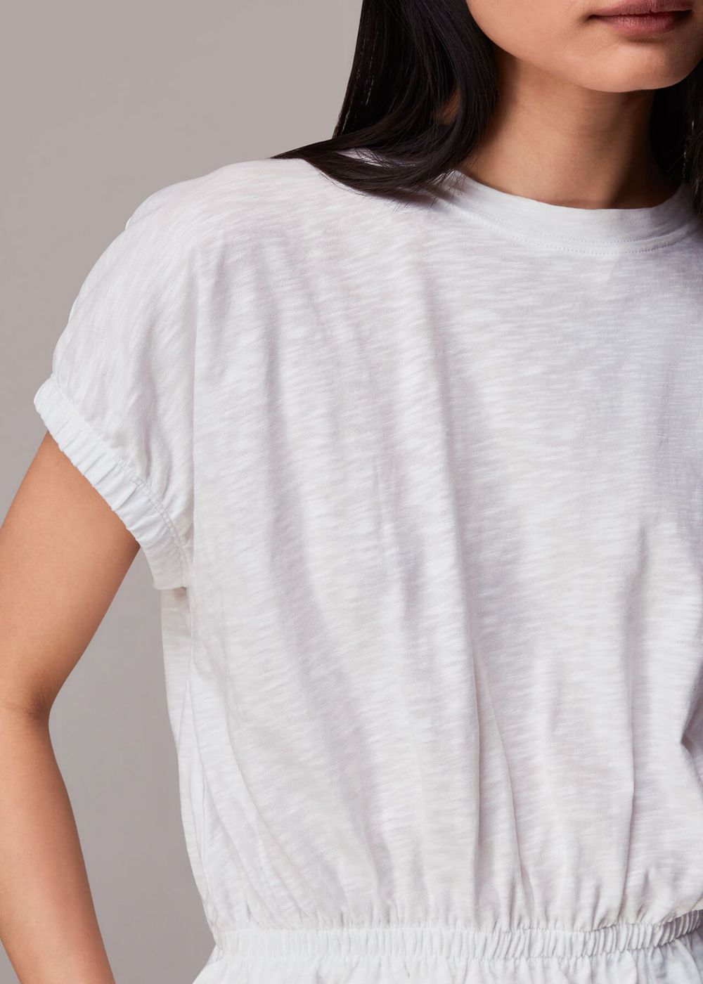 Whistles Celly Gathered Hem Top White | US-81072WYZP