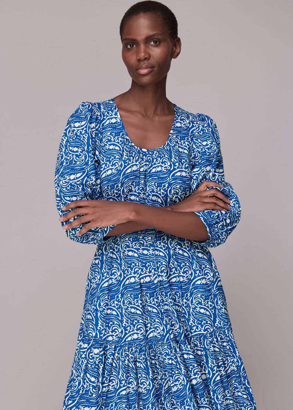 Whistles Chaina Print Trapeze Dress Blue / Multicolor | US-92153IANK