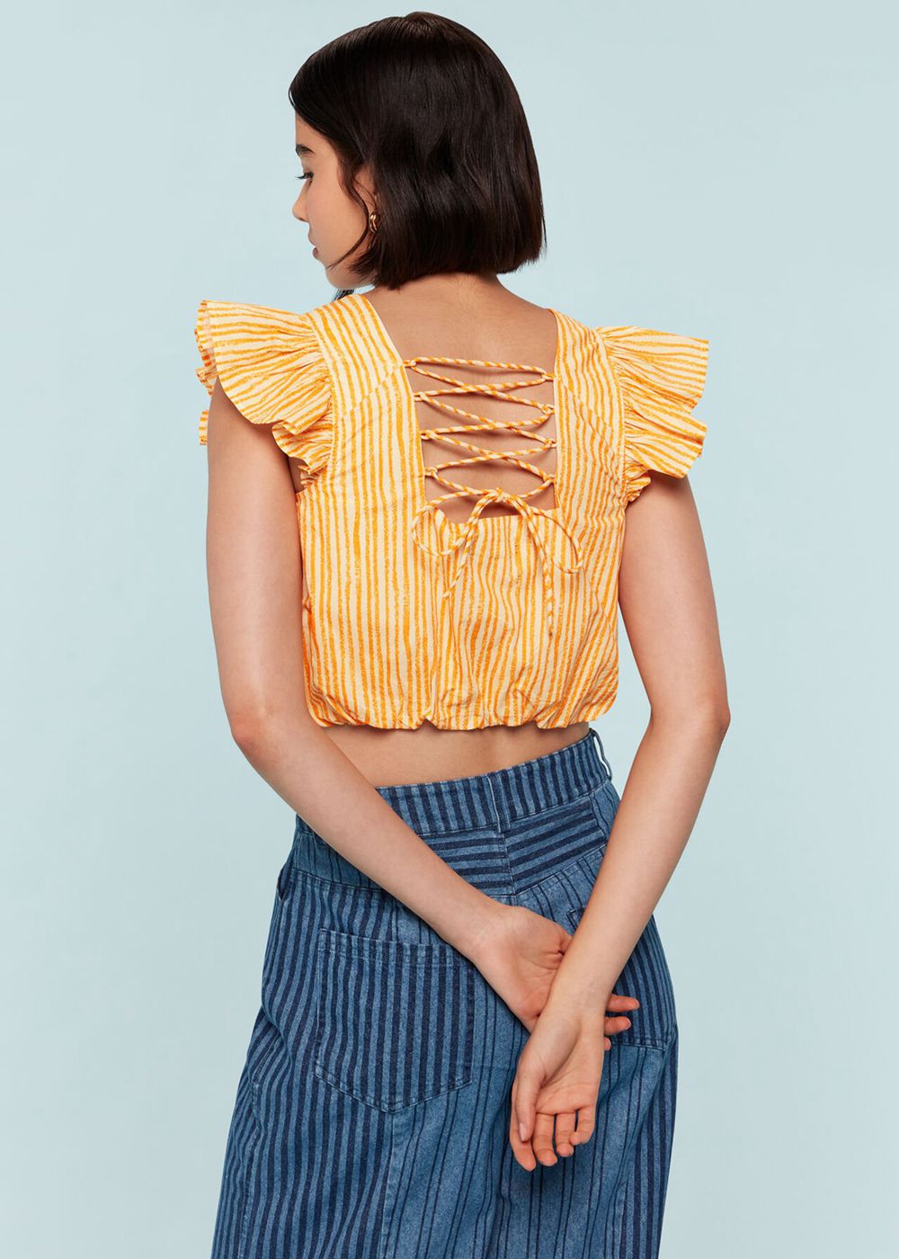 Whistles Chalk Stripe Print Top Yellow / Multicolor | US-61407GAXV