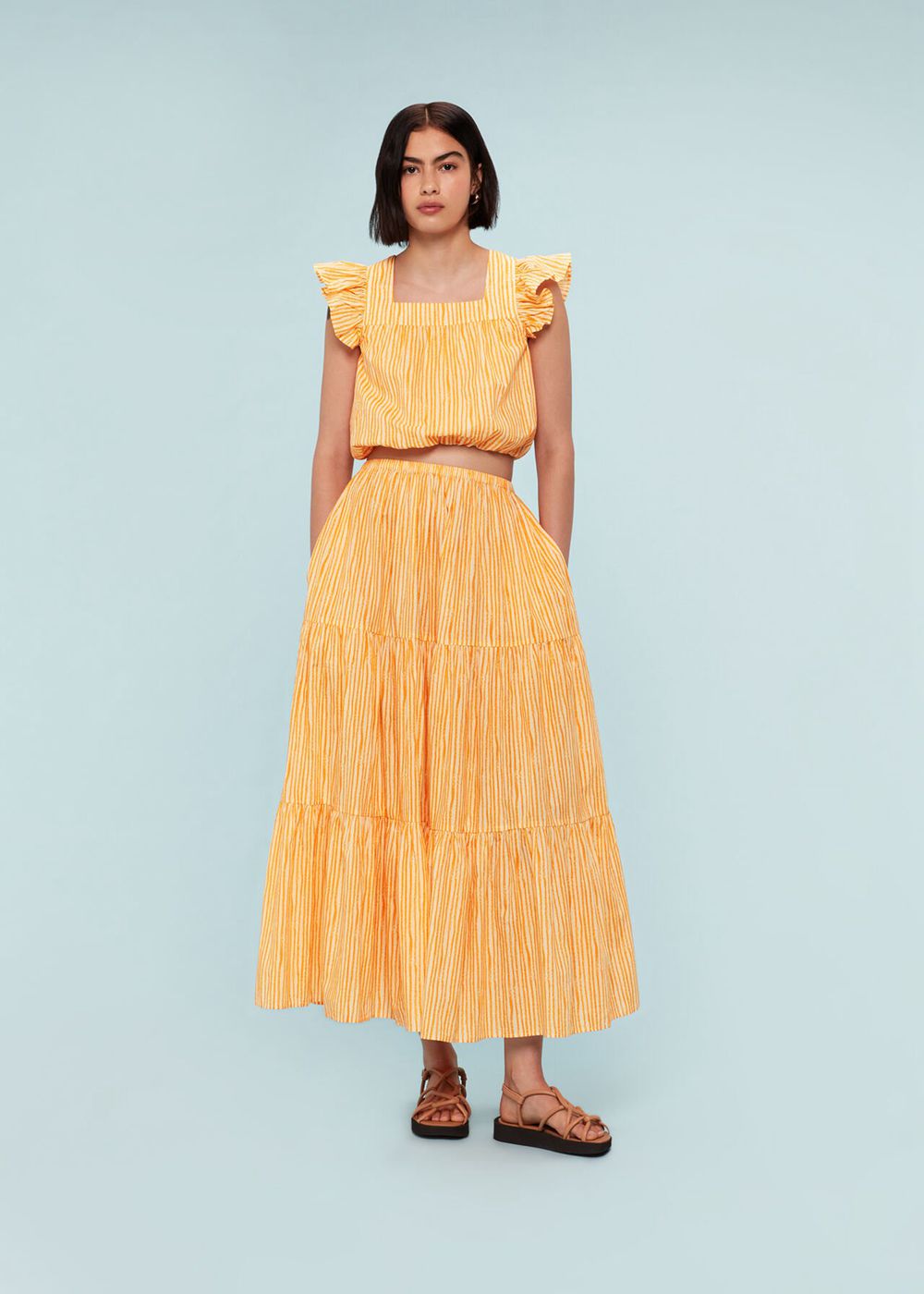 Whistles Chalk Stripe Print Top Yellow / Multicolor | US-61407GAXV