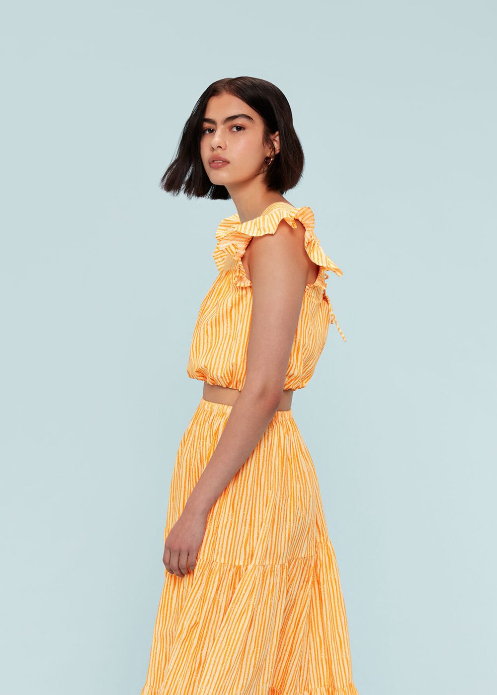 Whistles Chalk Stripe Tiered Skirts Yellow / Multicolor | US-92718DJQB