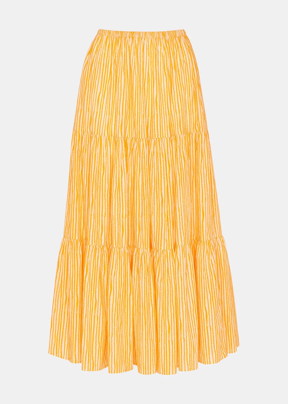 Whistles Chalk Stripe Tiered Skirts Yellow / Multicolor | US-92718DJQB