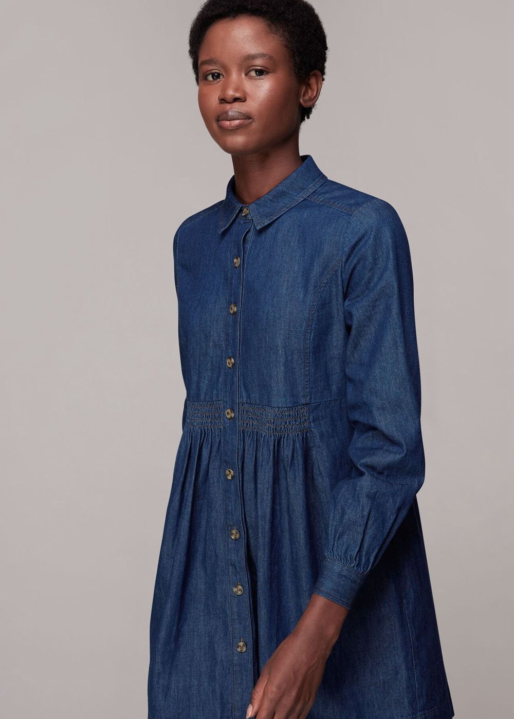 Whistles Chambray Dress Dark Blue | US-98241JOYH