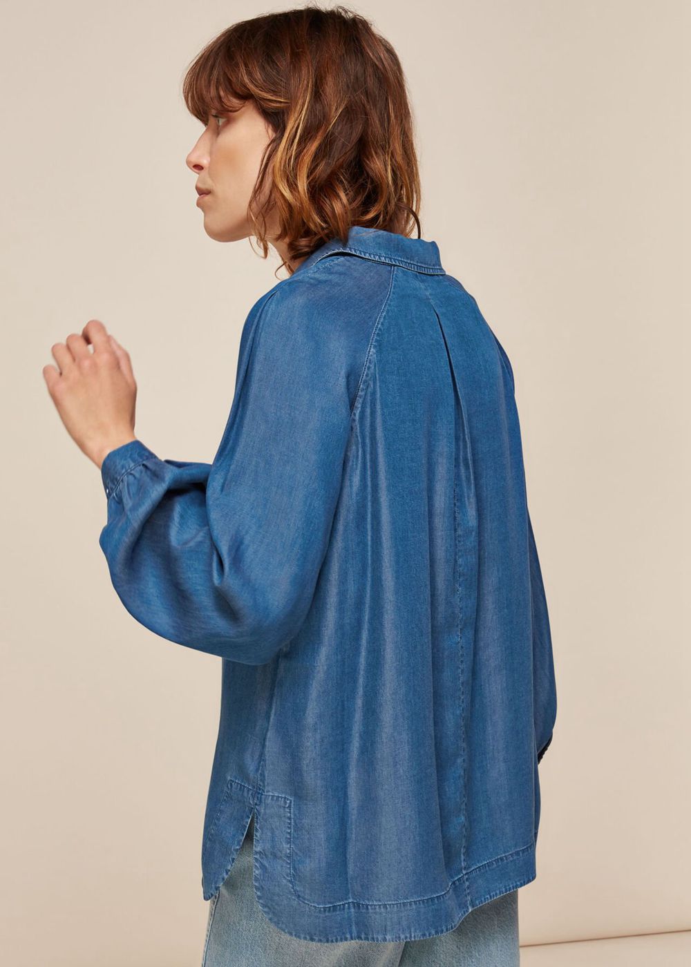 Whistles Chambray Longline Shirts Blue | US-78621RYWK