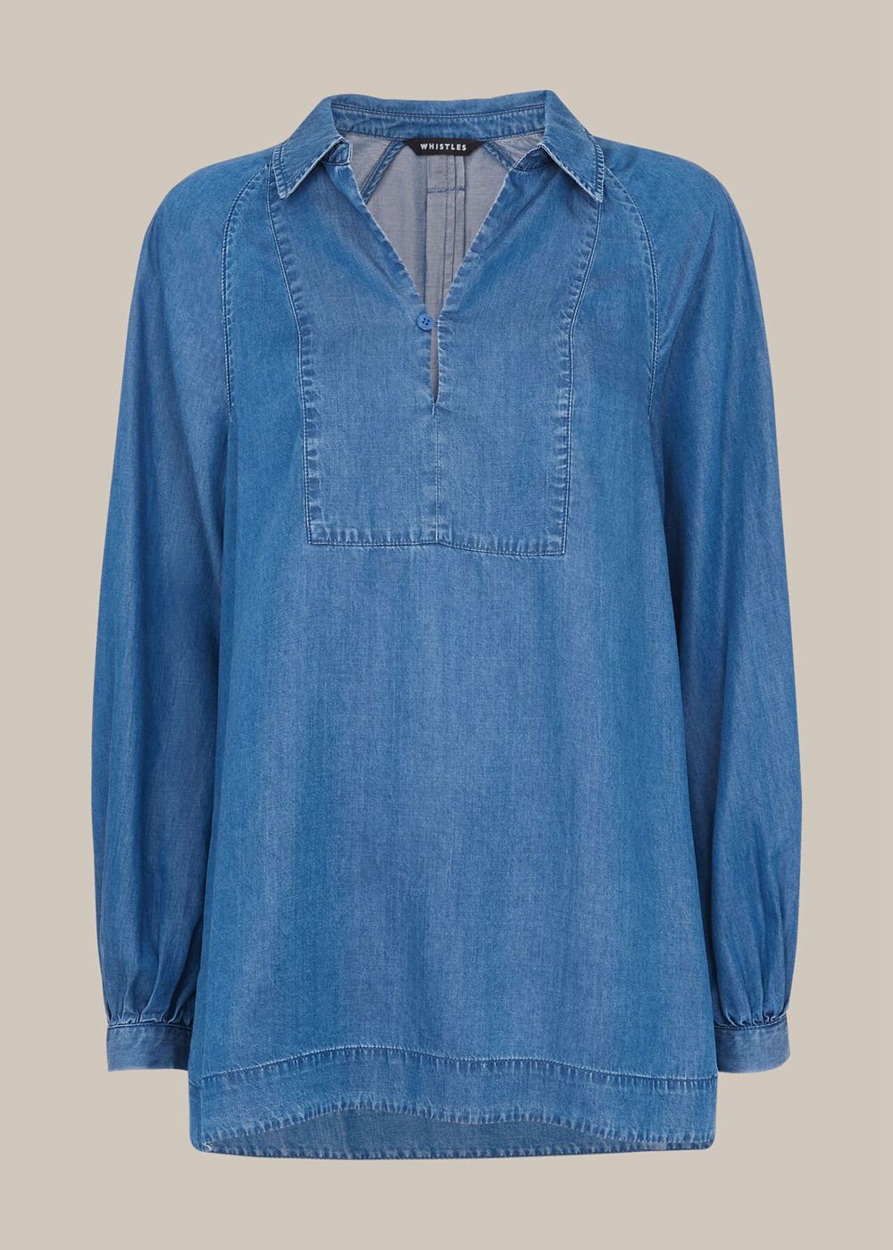 Whistles Chambray Longline Shirts Blue | US-78621RYWK