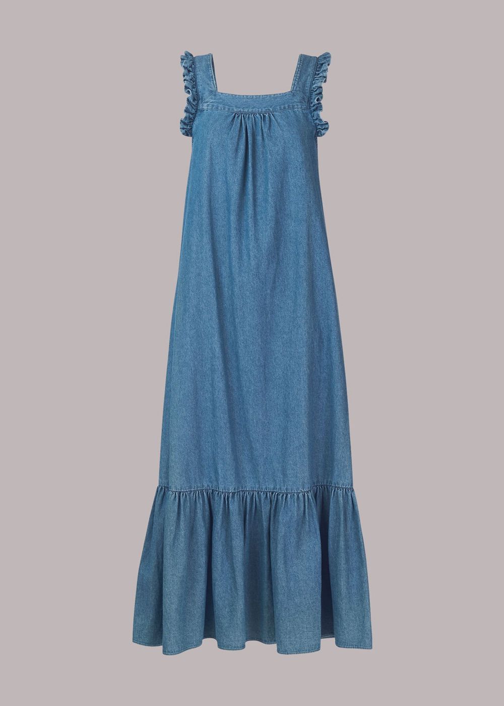 Whistles Chambray Trapeze Dress Blue | US-89763LXNW