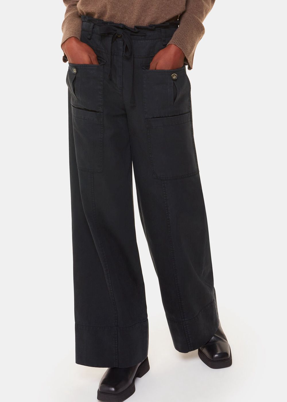 Whistles Charlie Drawstring Pants Black | US-41693ZATB