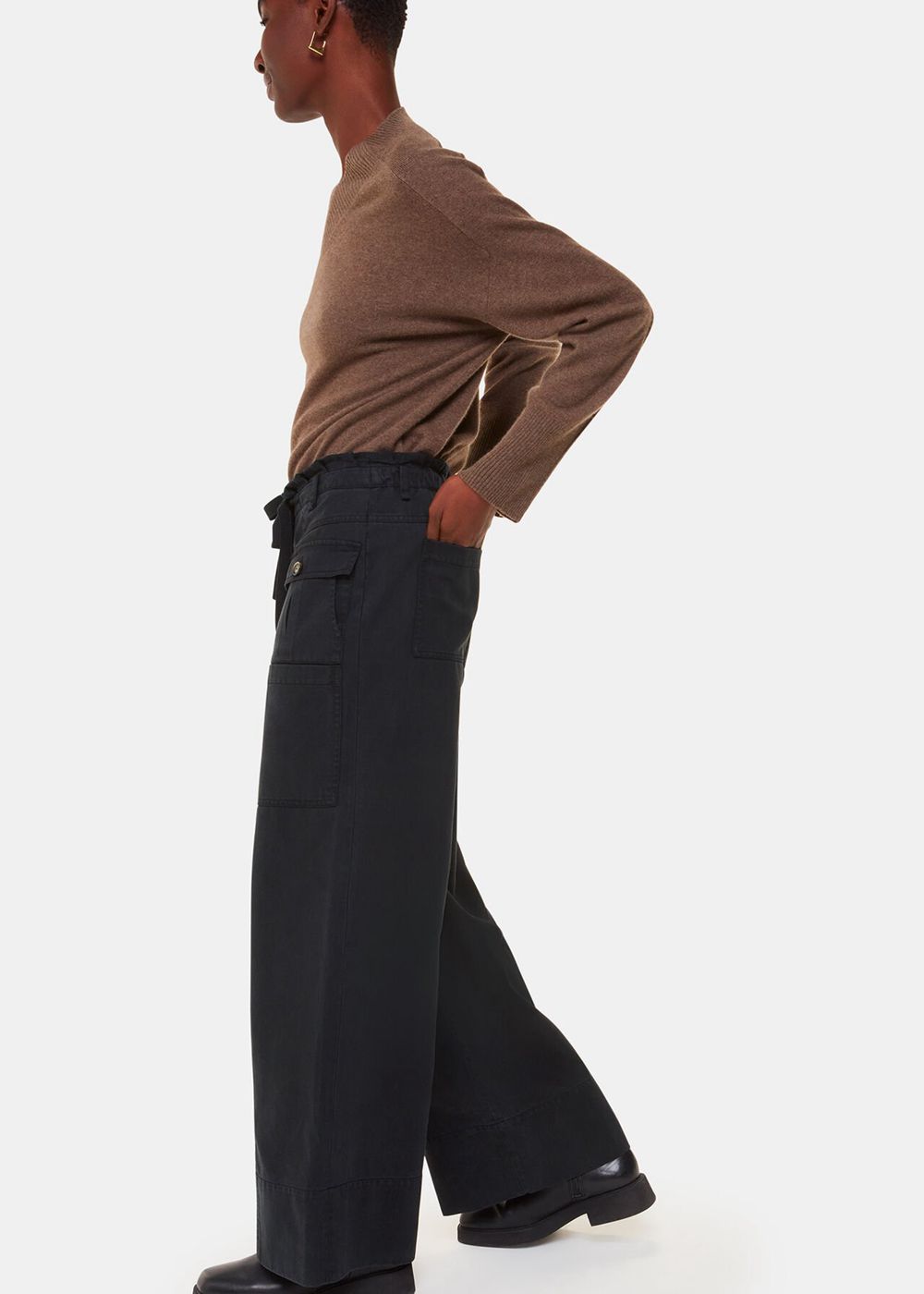 Whistles Charlie Drawstring Pants Black | US-41693ZATB