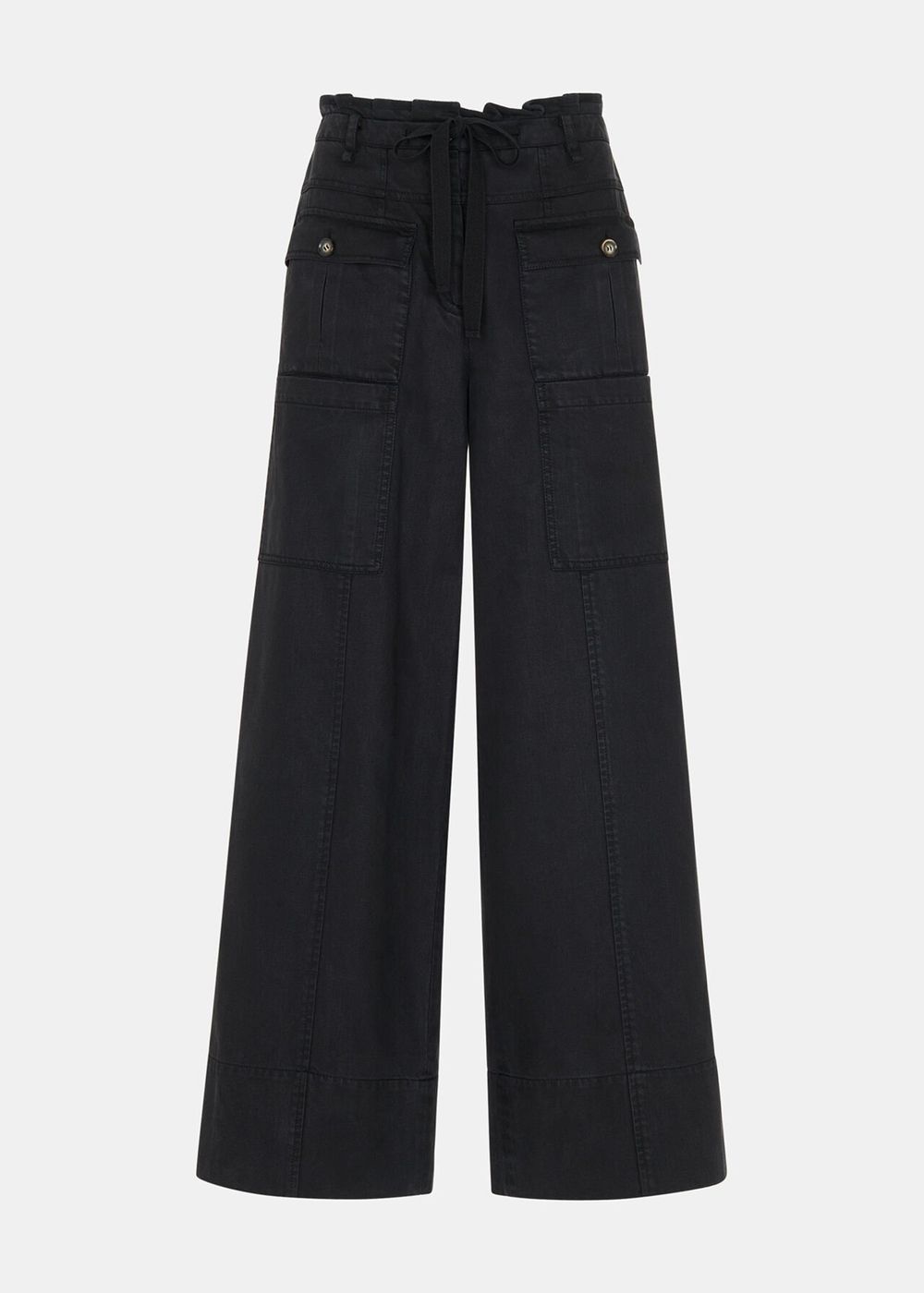 Whistles Charlie Drawstring Pants Black | US-41693ZATB