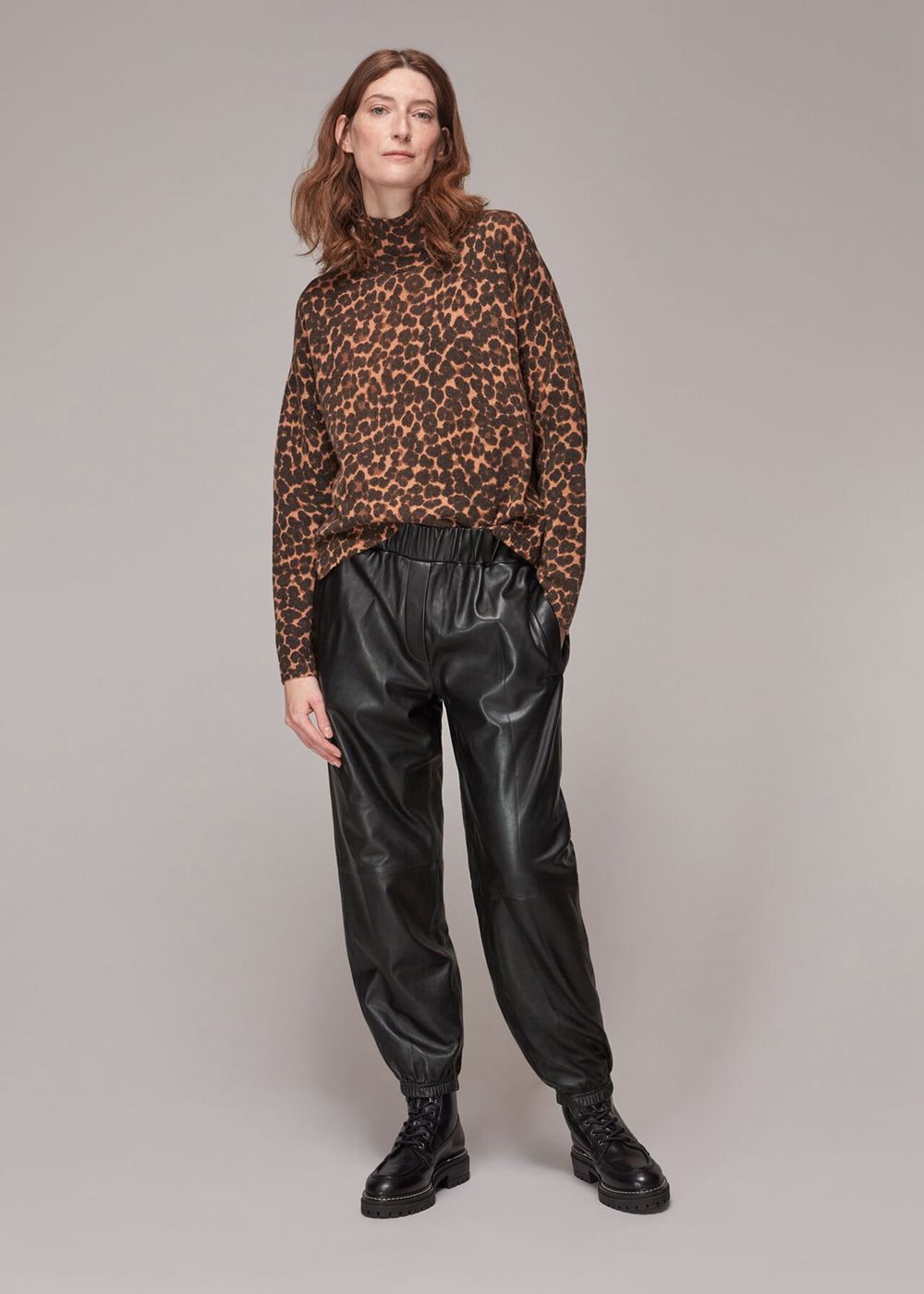 Whistles Charlie Leather Cuffed Pants Black | US-13025ORHU