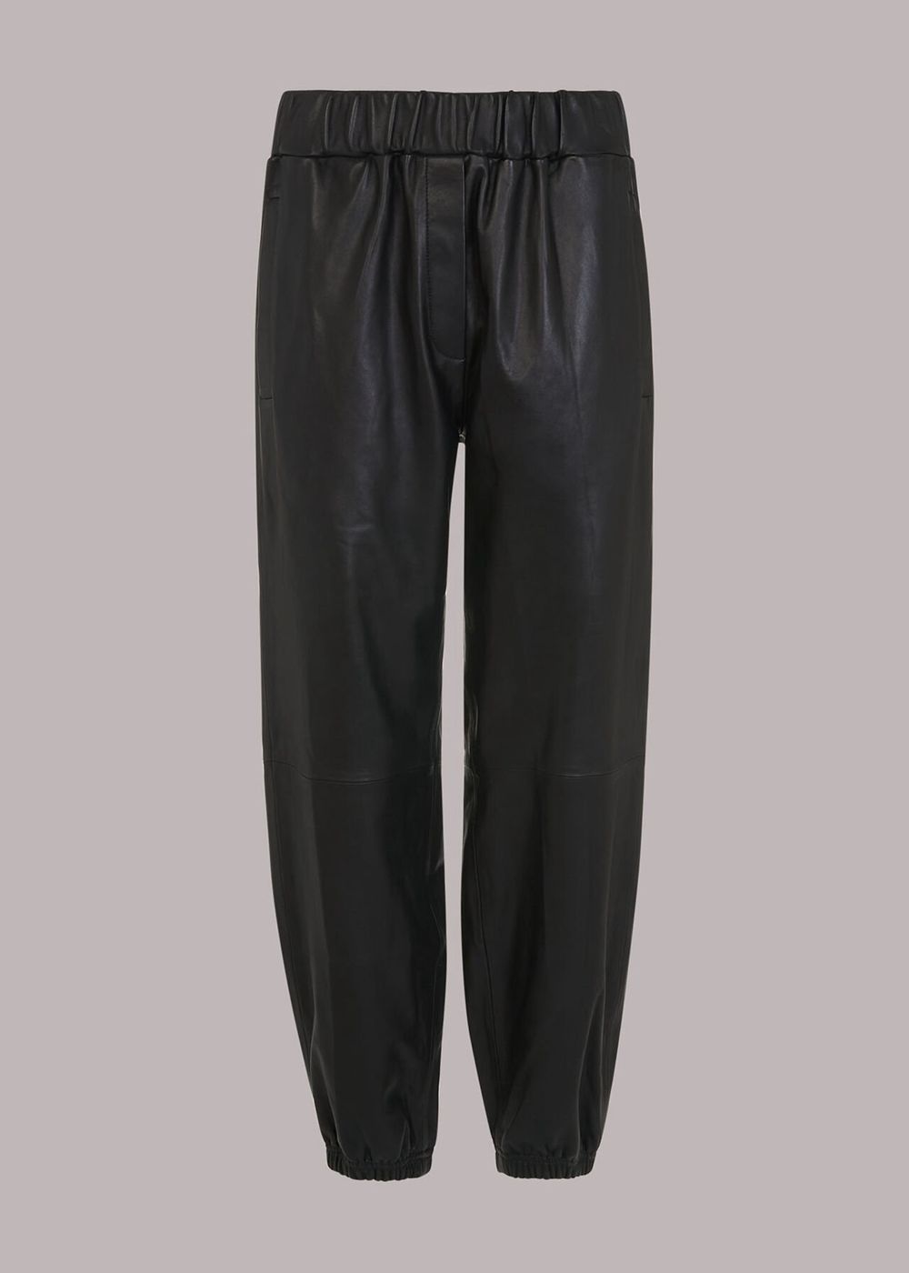 Whistles Charlie Leather Cuffed Pants Black | US-13025ORHU