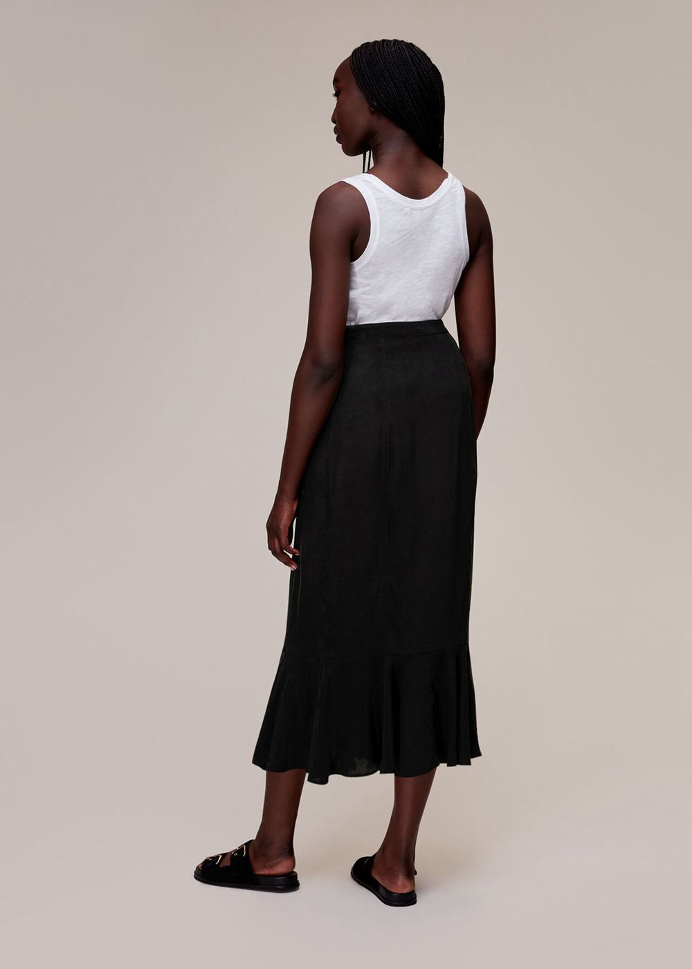 Whistles Charlie Wrap Skirts Black | US-76985STLN