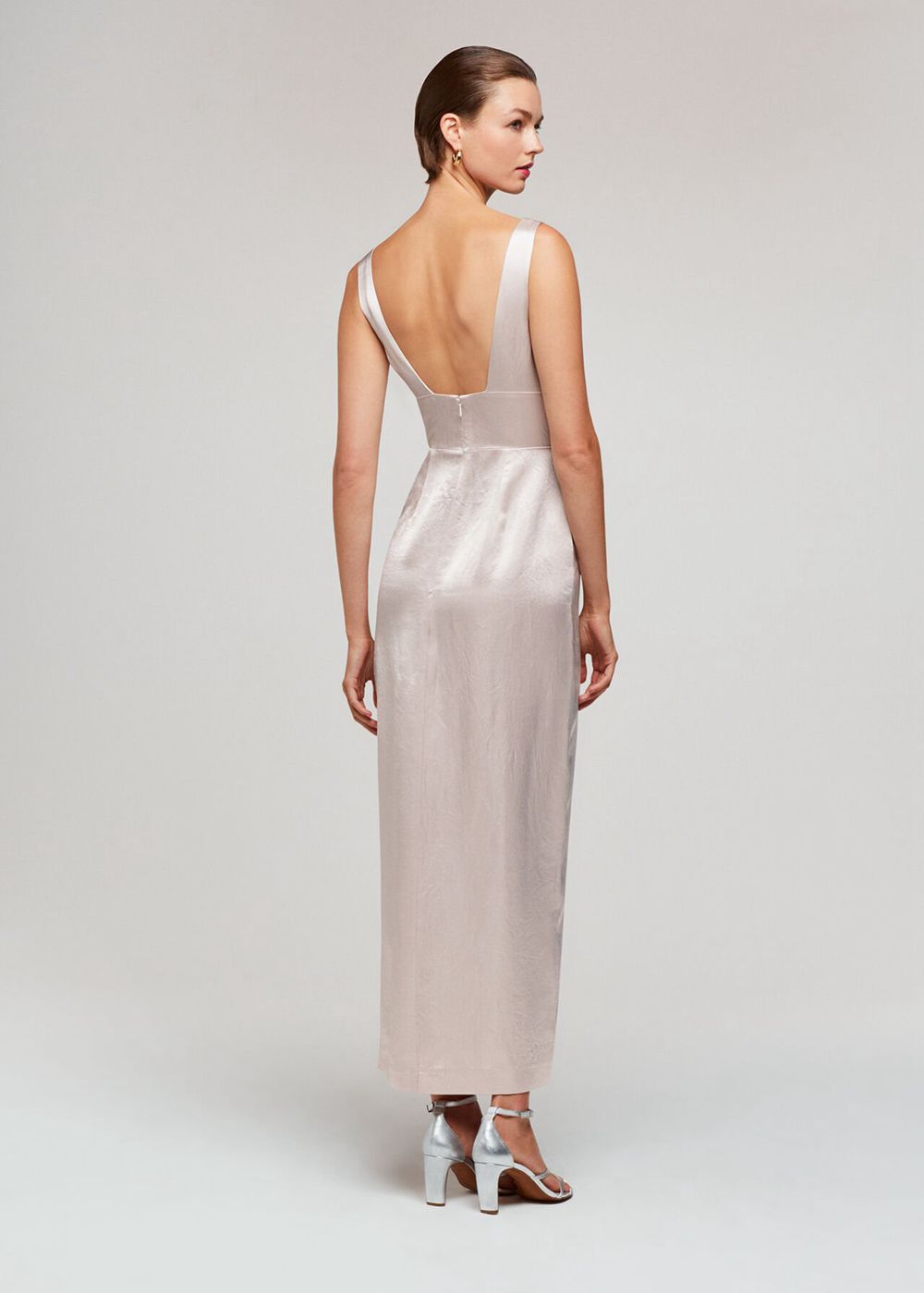 Whistles Charlotte Satin Maxi Dress Champagne | US-92604EBUS