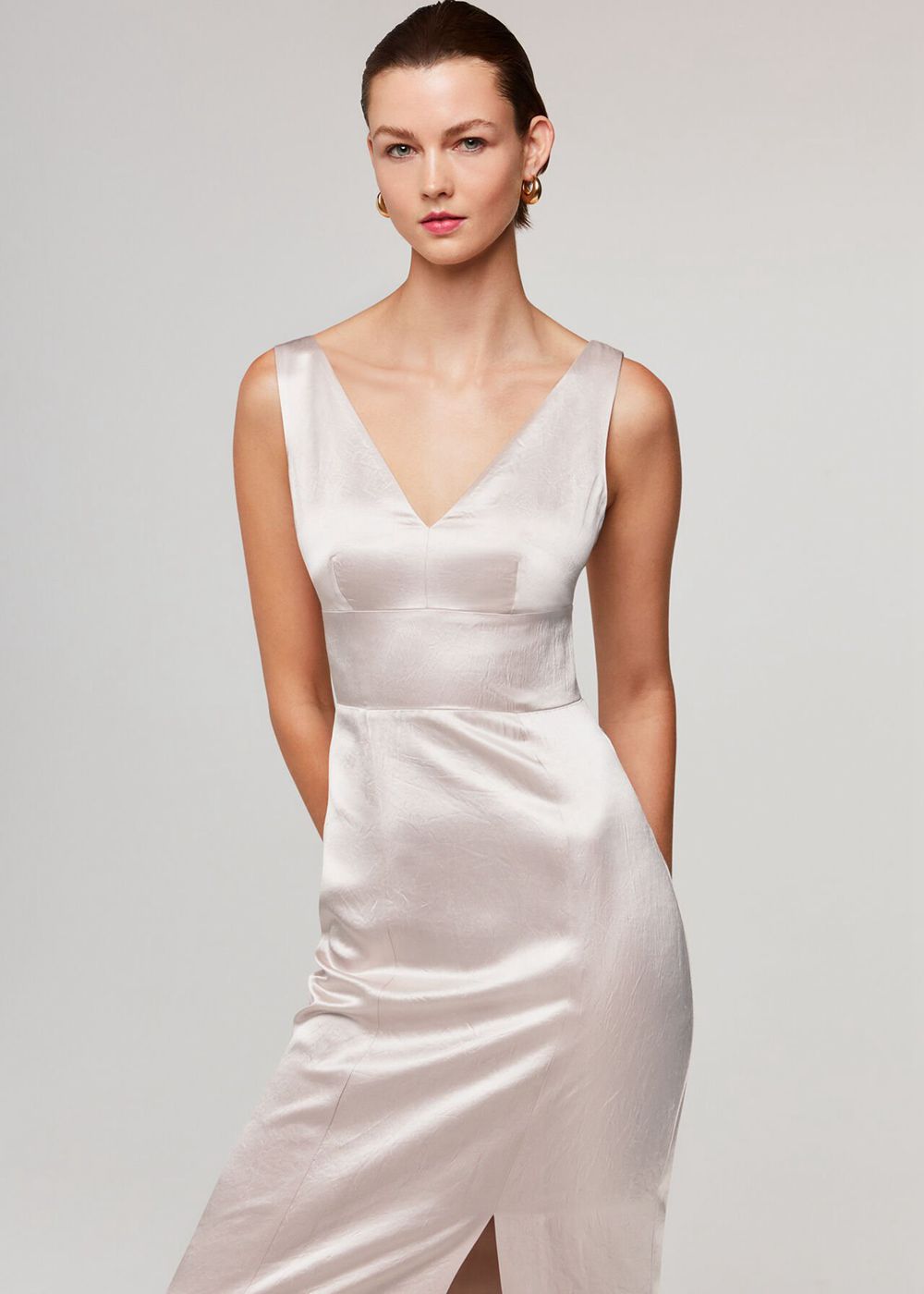 Whistles Charlotte Satin Maxi Dress Champagne | US-92604EBUS