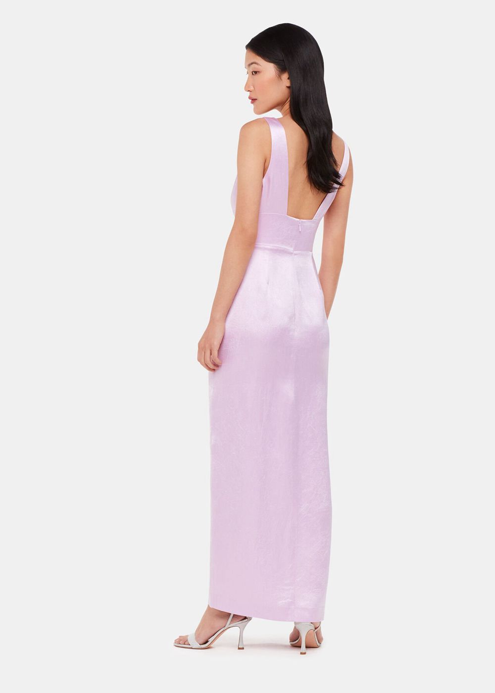 Whistles Charlotte Satin Maxi Dress Purple | US-58941QWKF