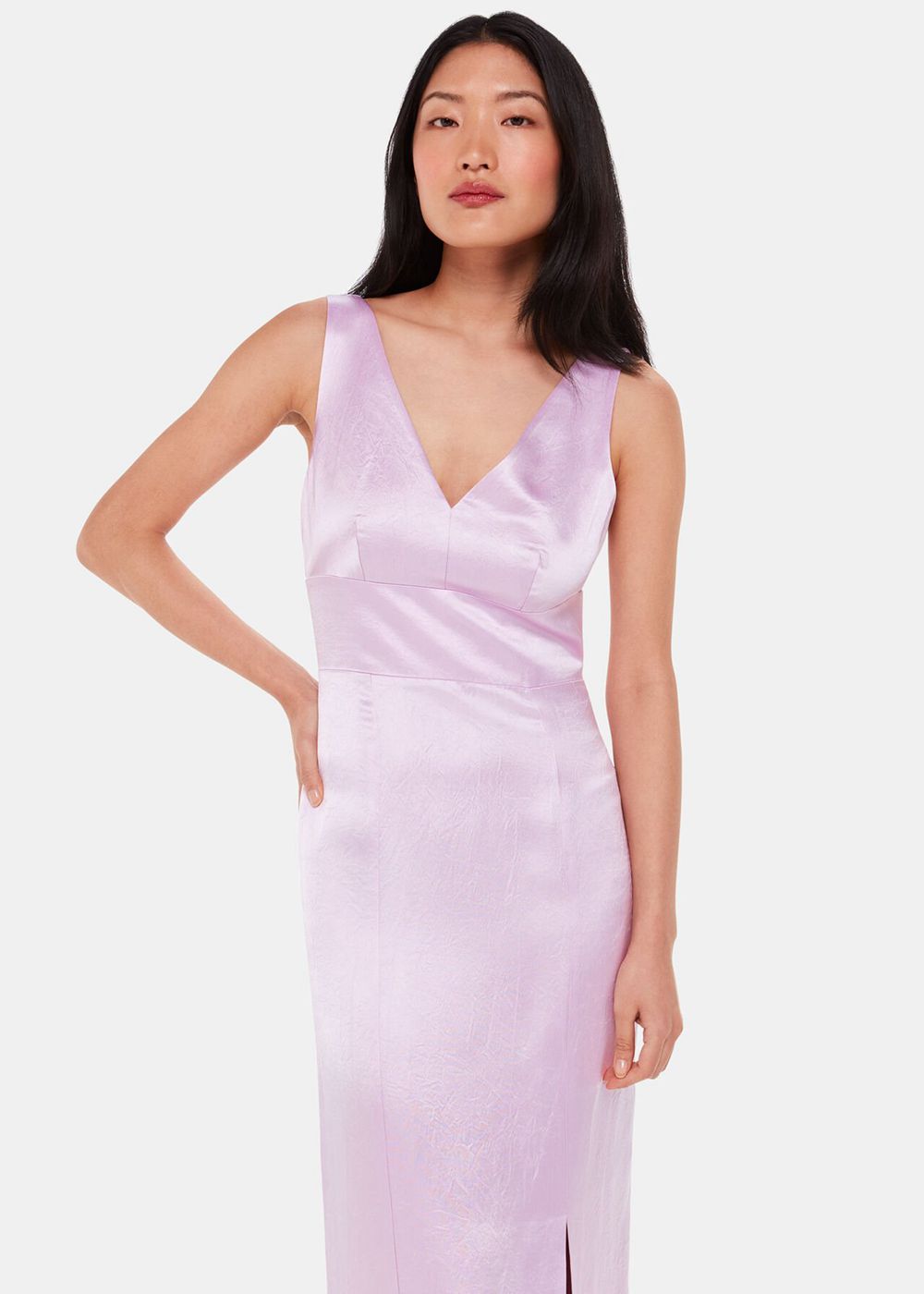 Whistles Charlotte Satin Maxi Dress Purple | US-58941QWKF