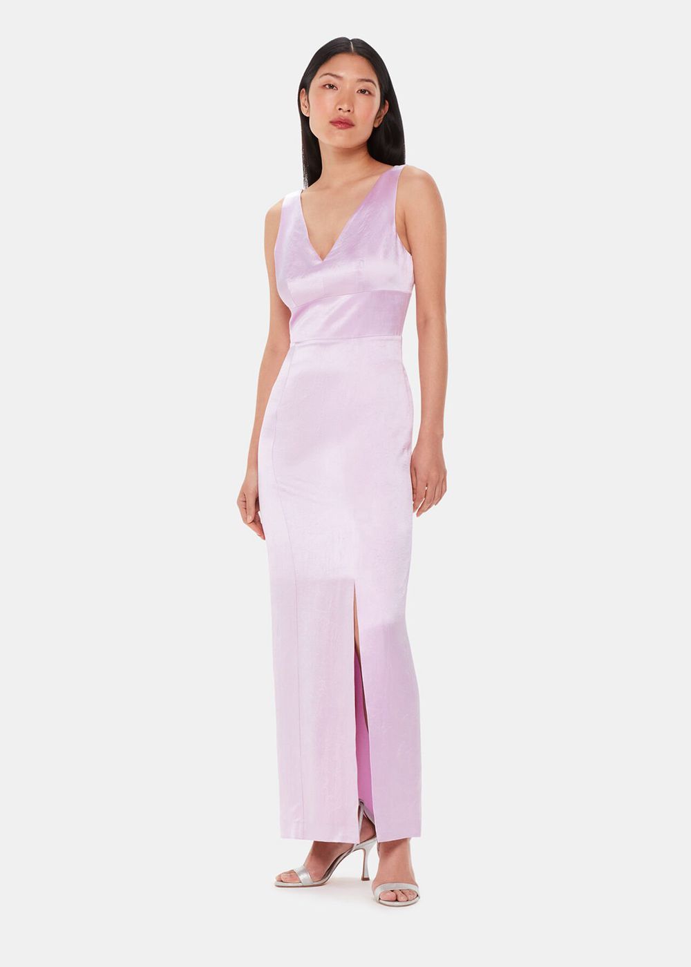 Whistles Charlotte Satin Maxi Dress Purple | US-58941QWKF